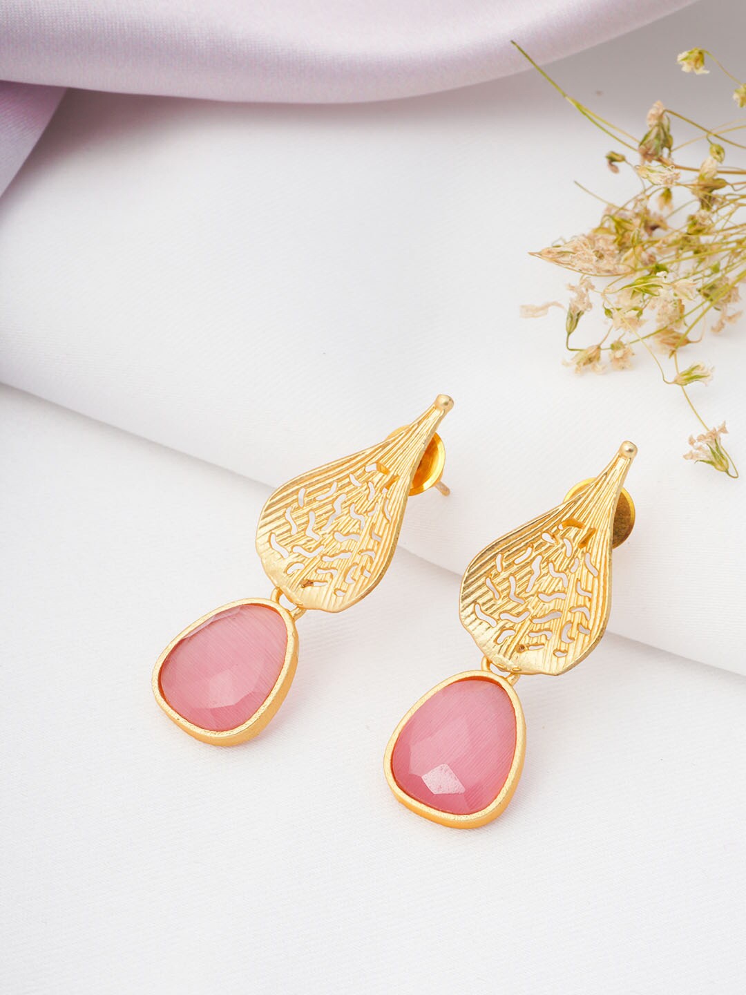 Urmika Pink Contemporary Drop Earrings