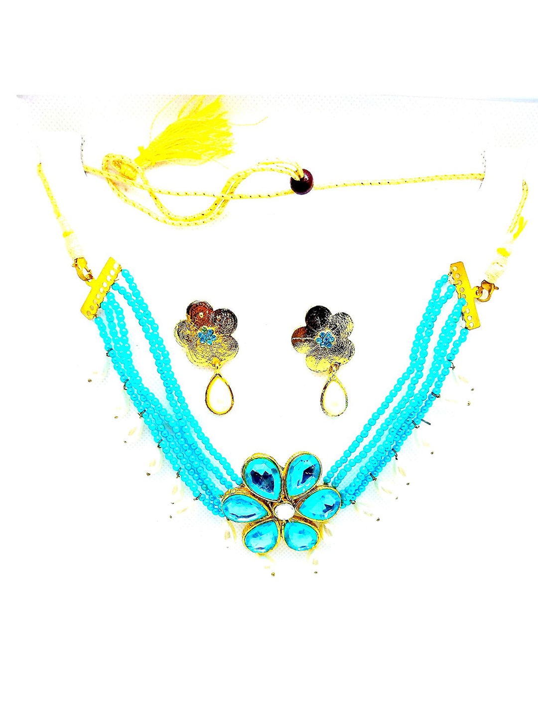 Kshitij Jewels Gold-Plated Turquoise Blue & White Stones & Beads Studded Jewellery Set
Kshitij Jewels Gold-Plated Turquoise Blue & White Stones & Beads Studded Jewellery Set