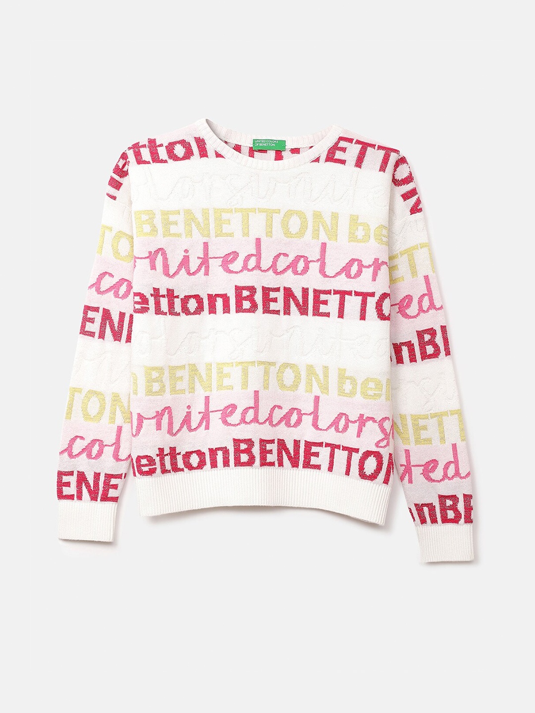 United Colors of Benetton Girls White & Yellow Typography Printed Cotton Pullover Sweater
United Colors of Benetton Girls White & Yellow Typography Printed Cotton Pullover Sweater