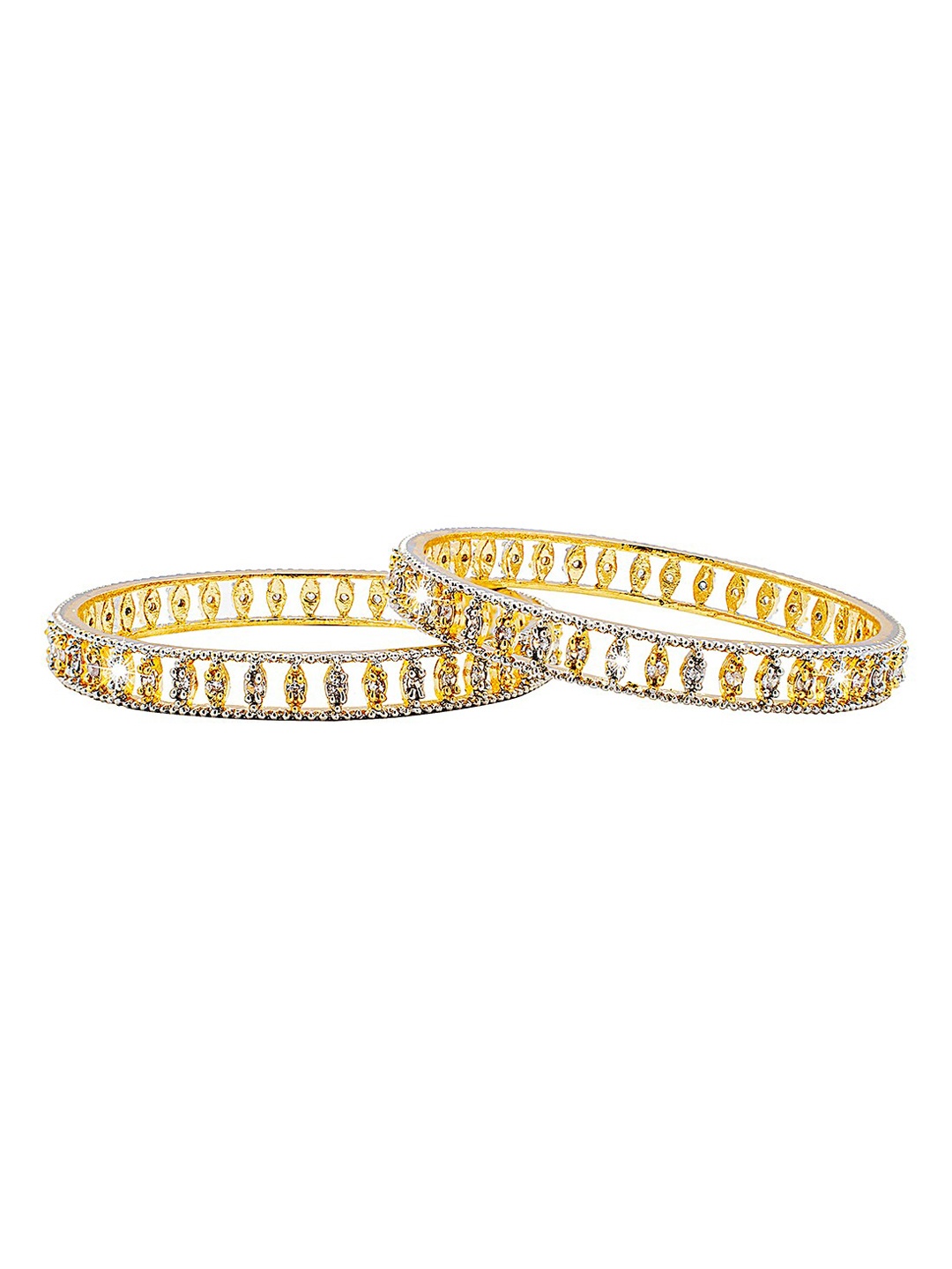 Shining Jewel - By Shivansh Set Of 2 Gold-Plated & White AD & CZ-Studded Solitaire Bridal Bangles
Shining Jewel - By Shivansh Set Of 2 Gold-Plated & White AD & CZ-Studded Solitaire Bridal Bangles