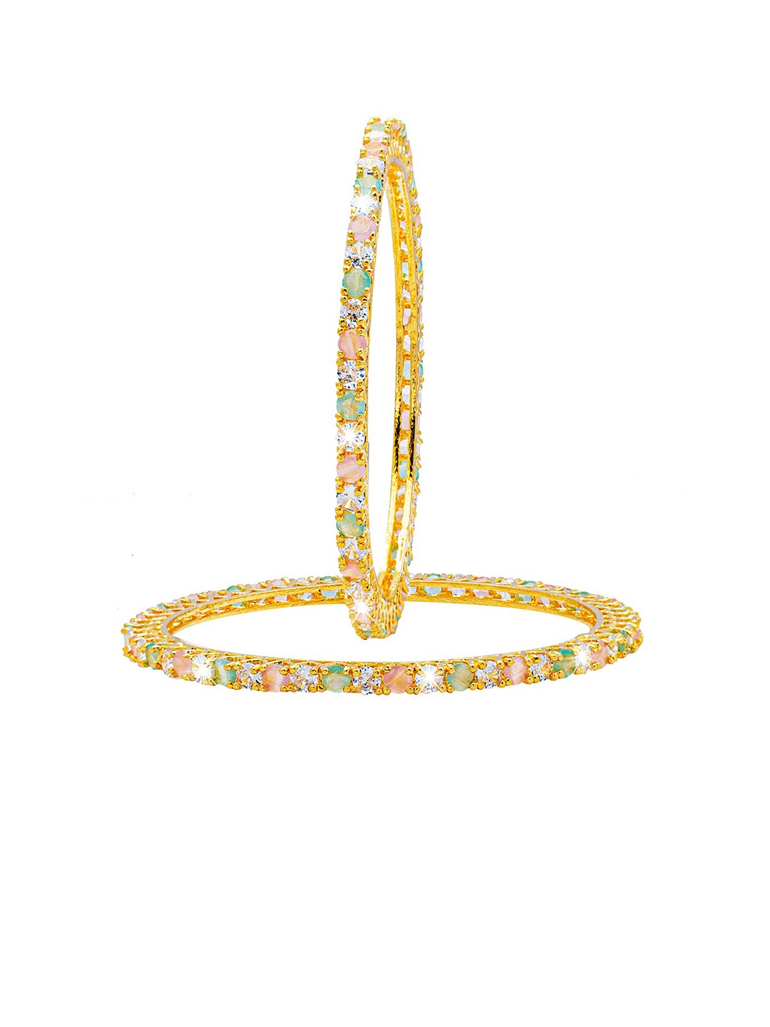 Shining Jewel - By Shivansh Women Set of 2 Gold Plated Pink & White AD Studded Bangles
Shining Jewel - By Shivansh Women Set of 2 Gold Plated Pink & White AD Studded Bangles