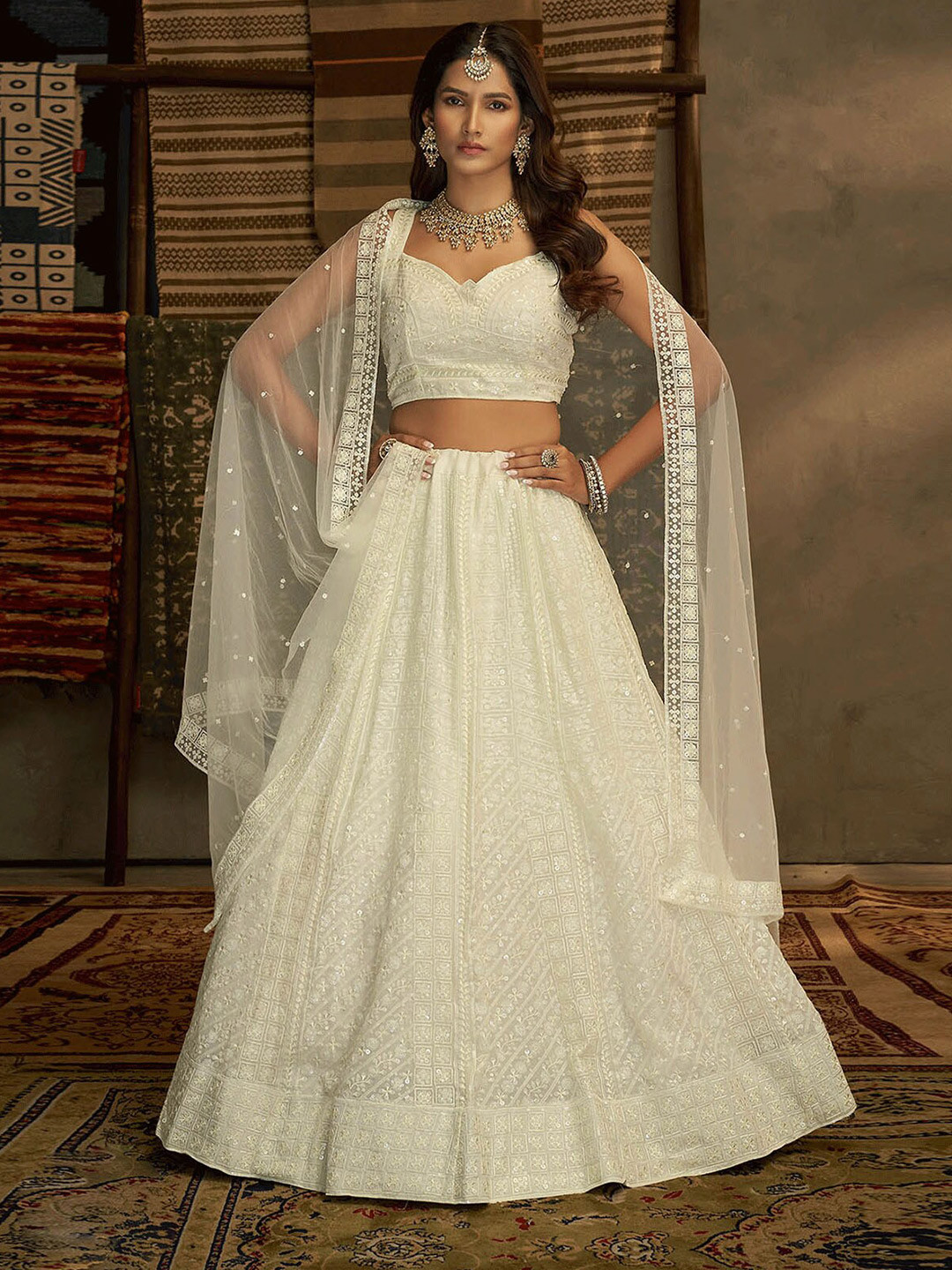 ODETTE White Embellished Thread Work Semi-Stitched Lehenga & Unstitched Blouse With Dupatta
ODETTE White Embellished Thread Work Semi-Stitched Lehenga & Unstitched Blouse With Dupatta