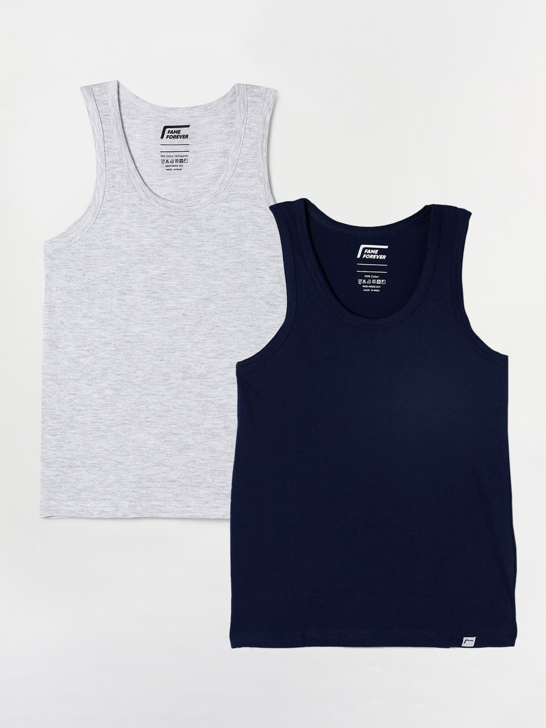 Fame Forever by Lifestyle Boys Pack Of 2 Solid Pure Cotton Innerwear Basic Vests, Grey
Fame Forever by Lifestyle Boys Pack Of 2 Solid Pure Cotton Innerwear Basic Vests, Grey