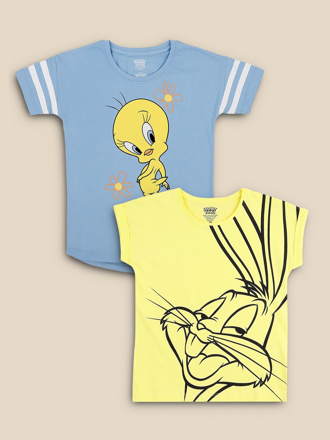 Kids Ville Girls Pack Of 2 Blue & Yellow Looney Tunes Printed Pure Cotton T-shirt
Kids Ville Girls Pack Of 2 Blue & Yellow Looney Tunes Printed Pure Cotton T-shirt
