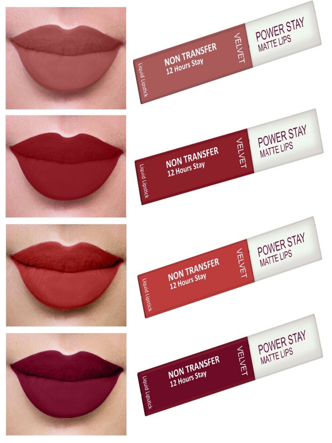PERPAA Set Of 4 Waterproof Liquid Matte Power Stay Lipstick-Visionary Nude , Apple Red ,Flirty Red, Cherry Red-4ml
PERPAA Set Of 4 Waterproof Liquid Matte Power Stay Lipstick-Visionary Nude , Apple Red ,Flirty Red, Cherry Red-4ml