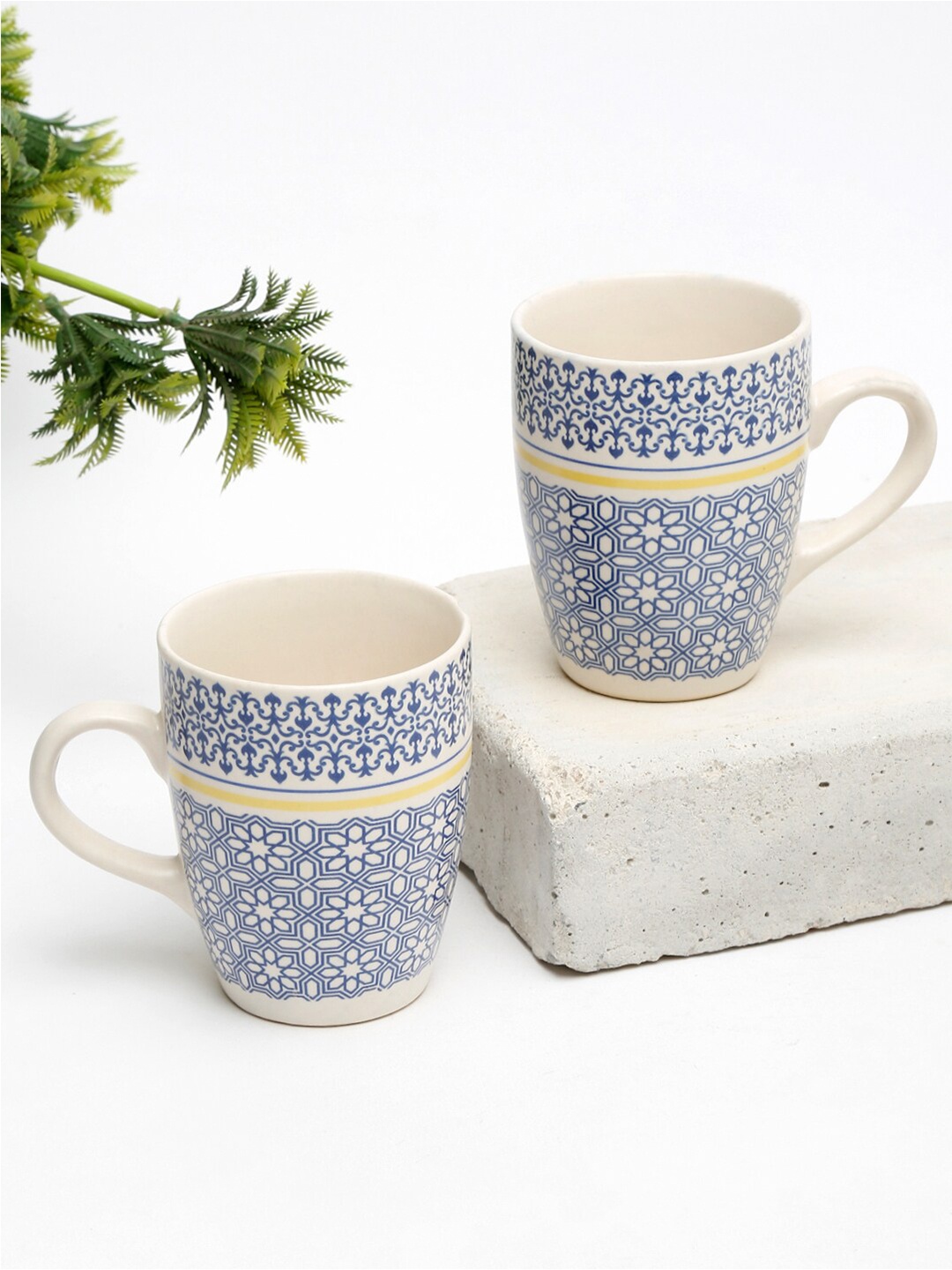 EK BY EKTA KAPOOR White & Blue Set Of 2 Mosaic Printed Ceramic Mugs 240 ml Each
EK BY EKTA KAPOOR White & Blue Set Of 2 Mosaic Printed Ceramic Mugs 240 ml Each