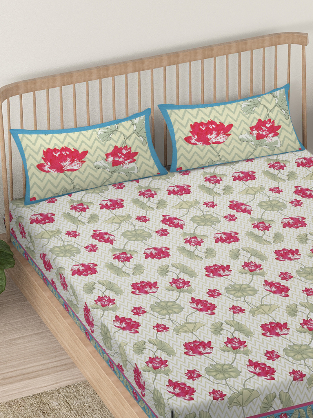 EK BY EKTA KAPOOR Kamal White & Green Floral 120 TC Cotton King Bedsheet 2 Pillow Covers
EK BY EKTA KAPOOR Kamal White & Green Floral 120 TC Cotton King Bedsheet 2 Pillow Covers