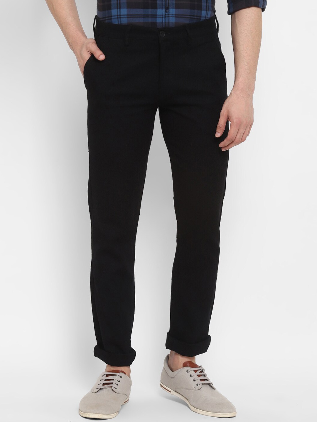 Turtle Men Black Relaxed Tapered Fit Trousers