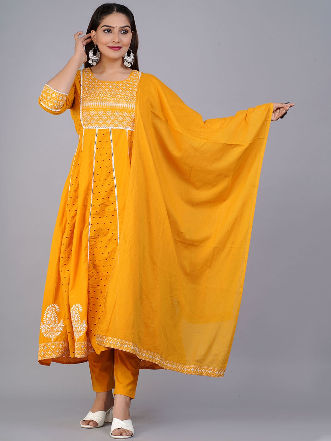 PREKSHA Women Yellow Embroidered Sequinned Pure Cotton Kurta with Trousers & With Dupatta
PREKSHA Women Yellow Embroidered Sequinned Pure Cotton Kurta with Trousers & With Dupatta