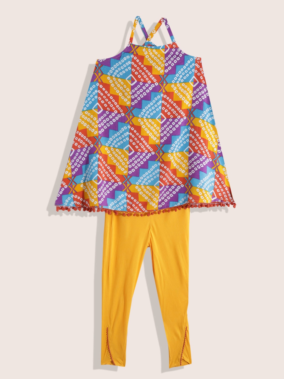 Sangria Girls Geometric Printed Pom-Pom Detail A-Line Kurta with Trousers, Yellow
Sangria Girls Geometric Printed Pom-Pom Detail A-Line Kurta with Trousers, Yellow