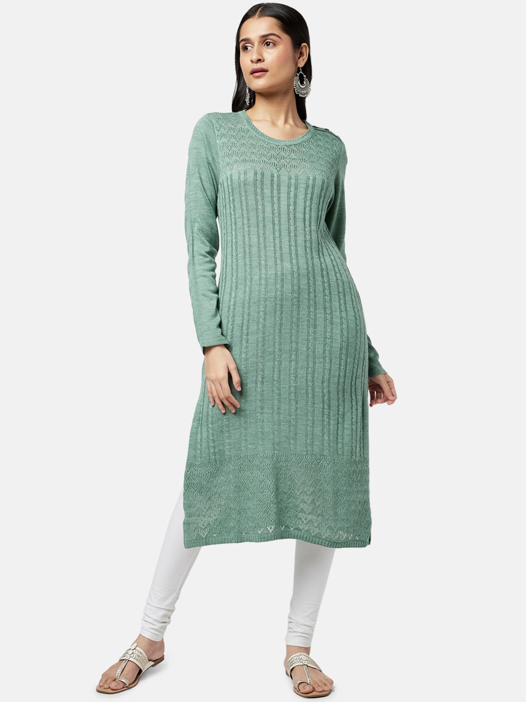 RANGMANCH BY PANTALOONS Women Green Striped Woven Design Straight Fit Kurta
RANGMANCH BY PANTALOONS Women Green Striped Woven Design Straight Fit Kurta