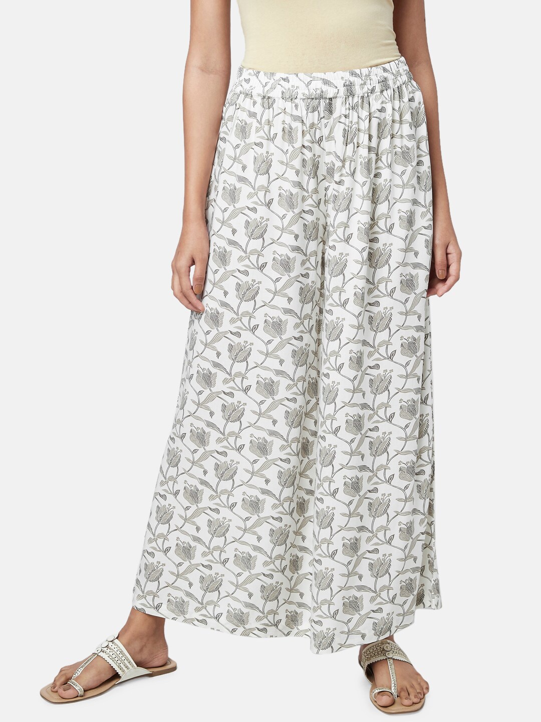 RANGMANCH BY PANTALOONS Women Off White & Grey Floral Printed Flared Ethnic Palazzos
RANGMANCH BY PANTALOONS Women Off White & Grey Floral Printed Flared Ethnic Palazzos
