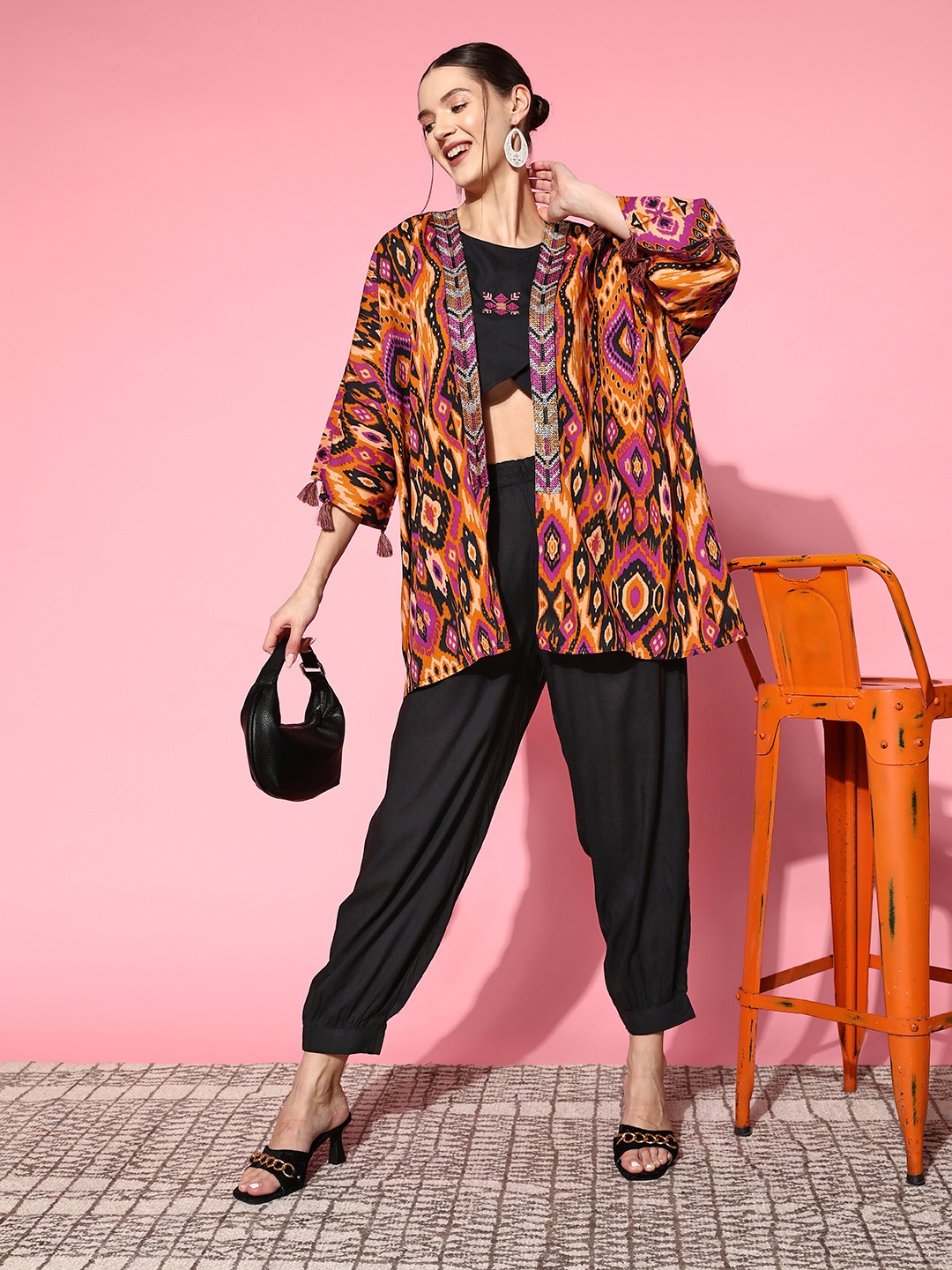 Sangria Women Ethnic Motifs Printed Co-ords, Orange