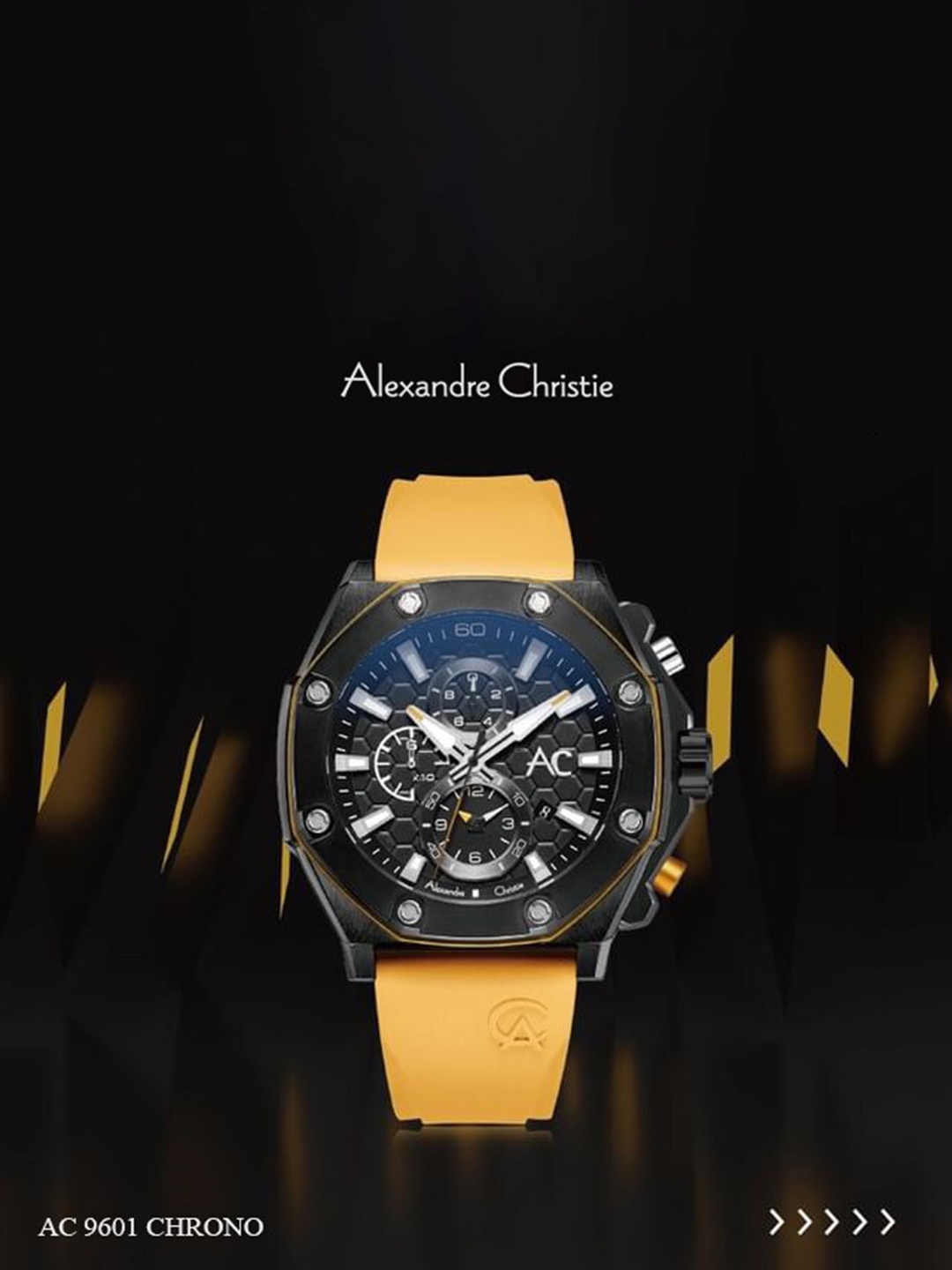 Alexandre Christie Men Black Dial & Yellow Straps AC 9601 MCR Chronograph Analogue Watch
Alexandre Christie Men Black Dial & Yellow Straps AC 9601 MCR Chronograph Analogue Watch