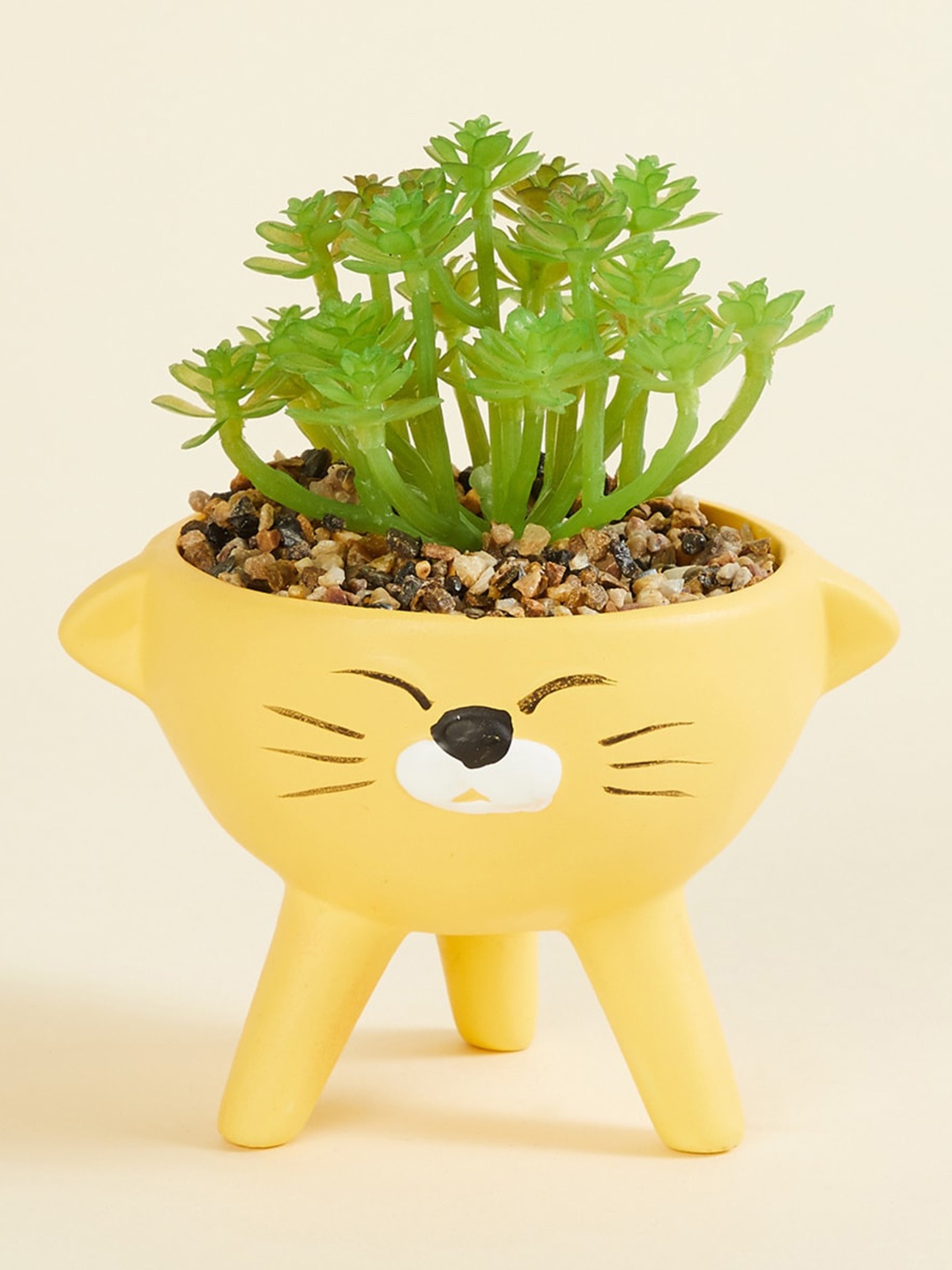 Home Centre Yellow & Green Textured Artificial Plant With Pot