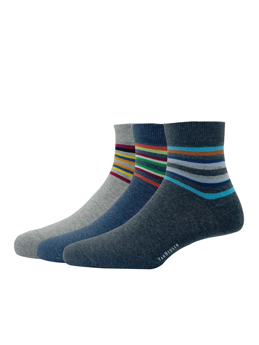 Van Heusen Men Pack Of 3 Striped Cotton Above Ankle-Length Socks, Grey melange
Van Heusen Men Pack Of 3 Striped Cotton Above Ankle-Length Socks, Grey melange