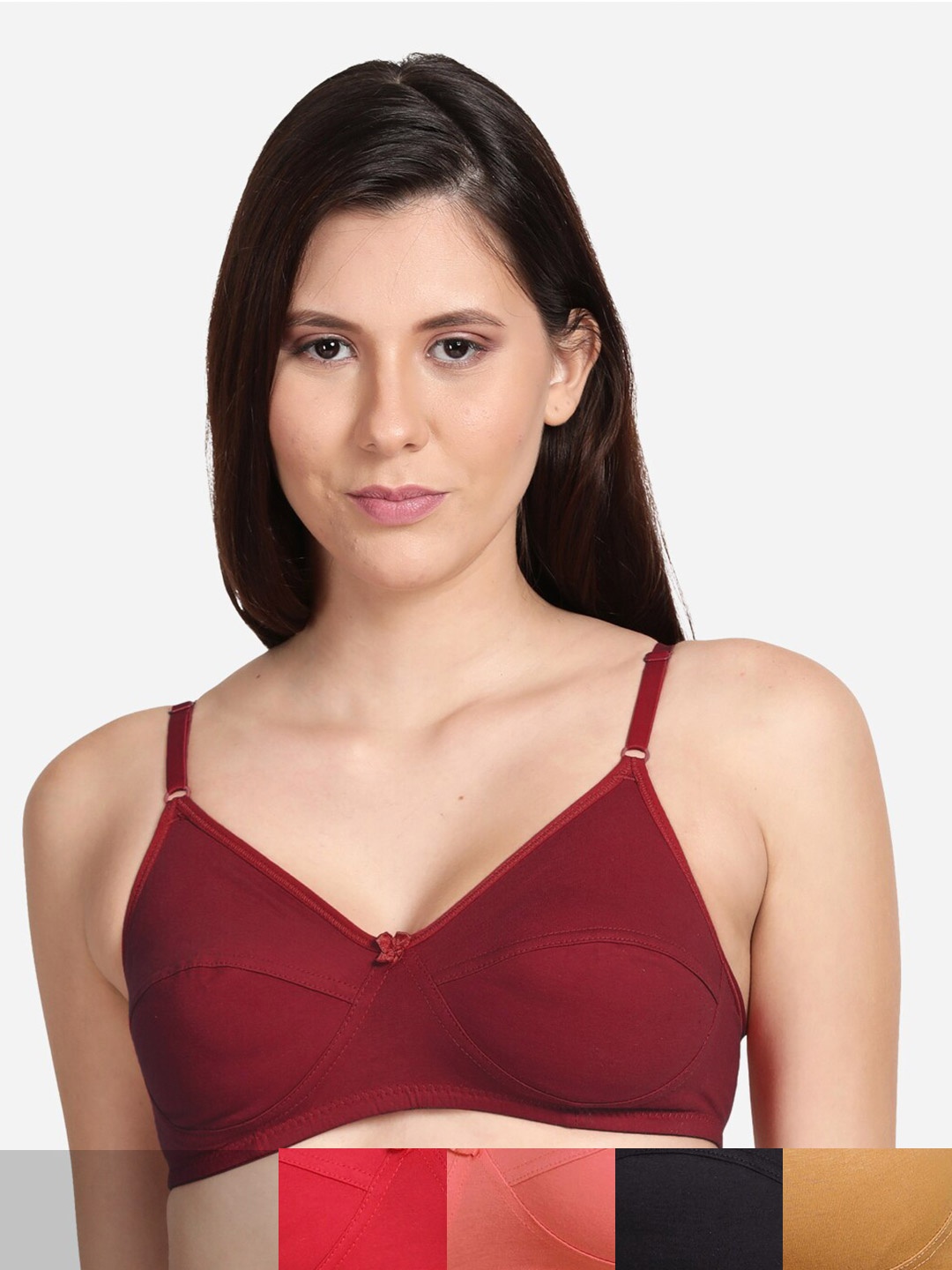 shyaway Pack of 5 Cotton Solid Non-Padded Bra shyl-P5-00608-32B, Black