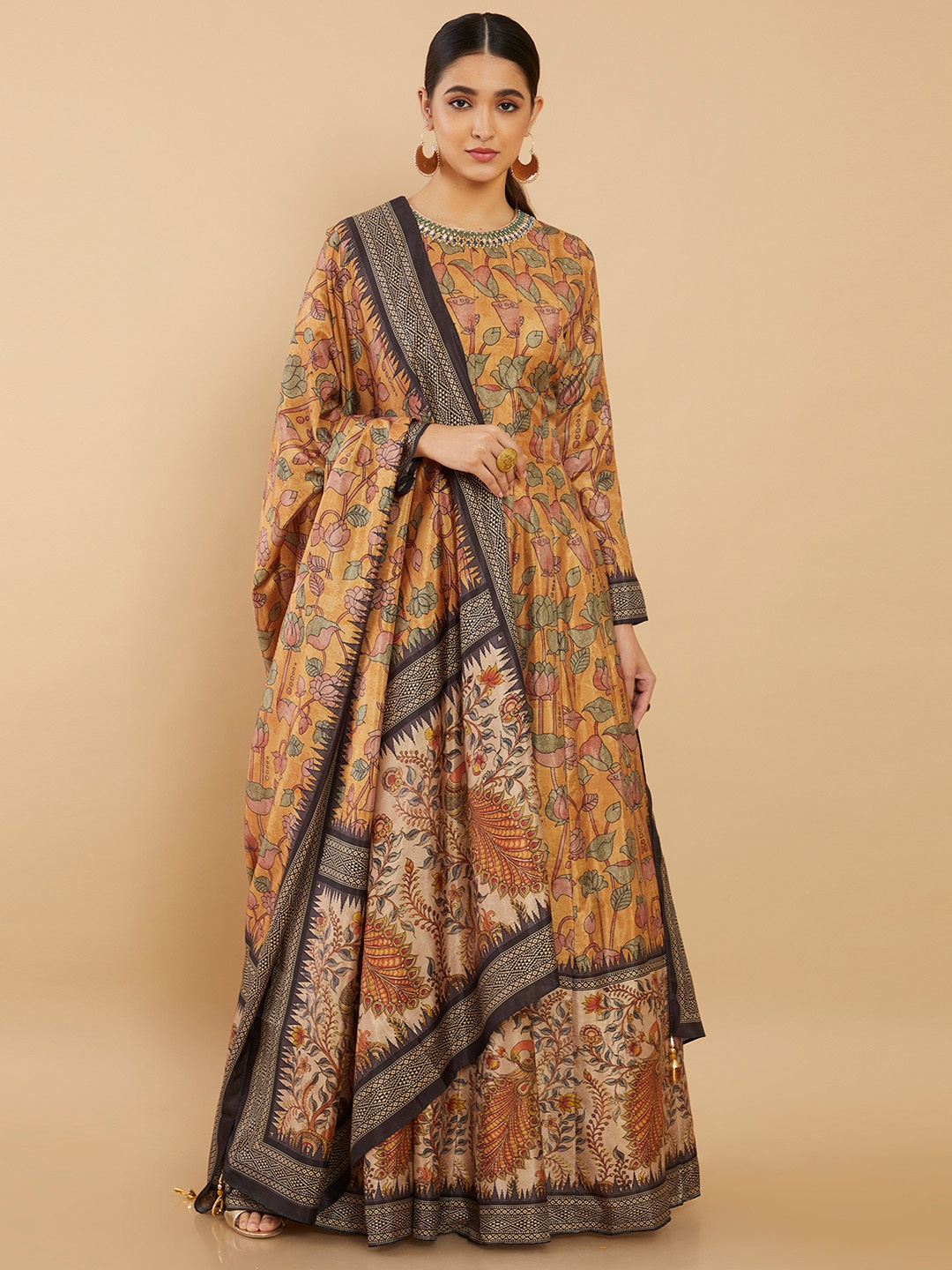 Soch Women Mustard Yellow Printed Poly Silk Anarkali Kurta with Churidar & With Dupatta
Soch Women Mustard Yellow Printed Poly Silk Anarkali Kurta with Churidar & With Dupatta