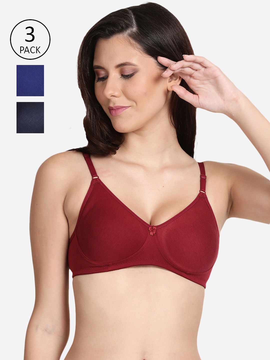shyaway Maroon & Blue Cotton Bra