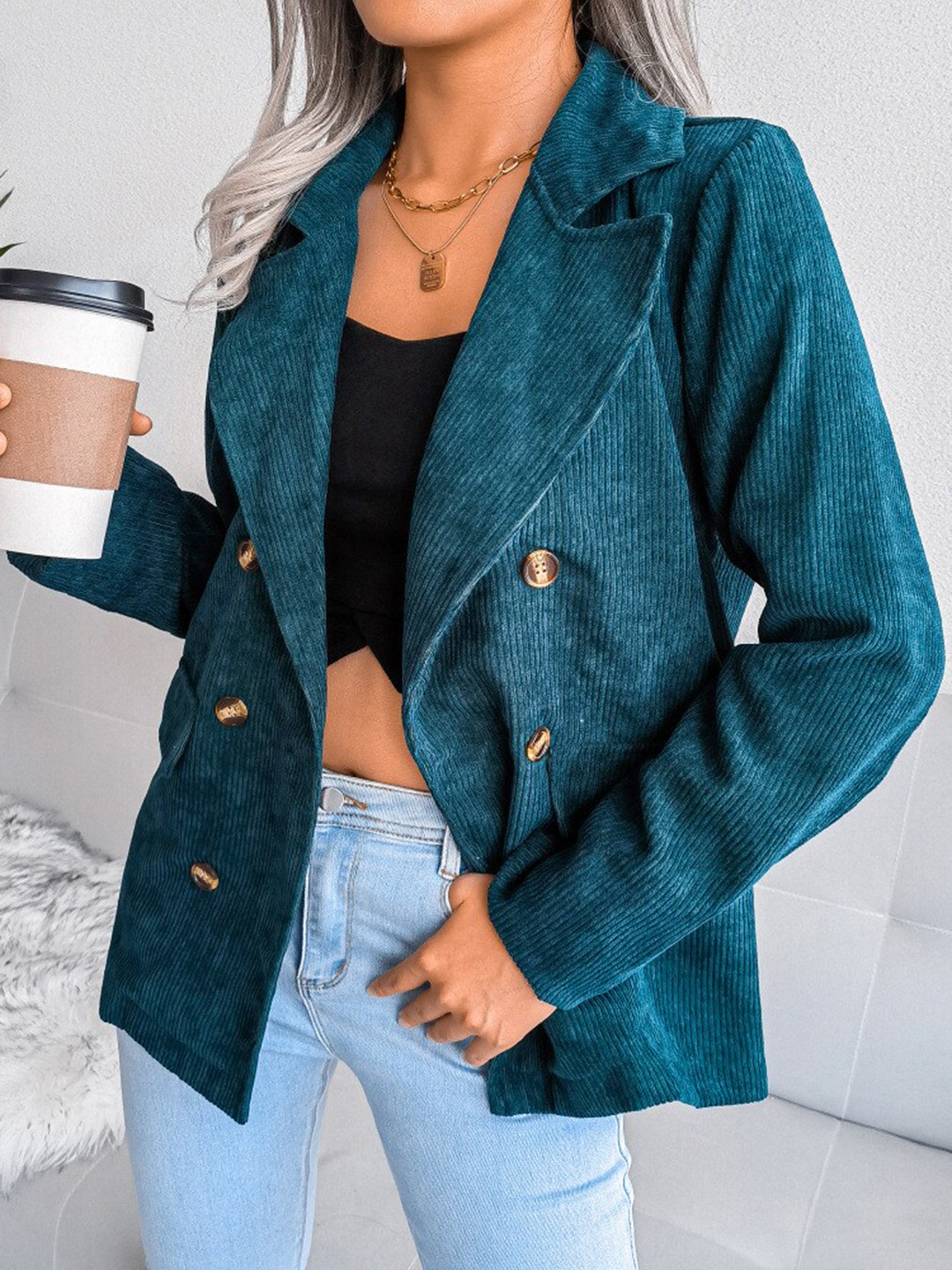 BoStreet Women Green Longline Open Front Jacket