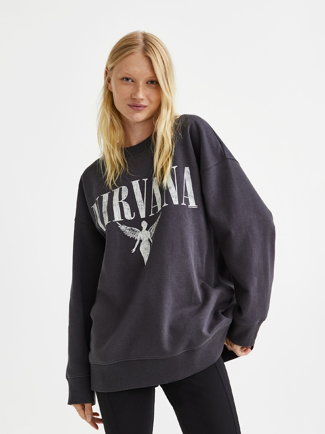 H&M Women Oversized Sweatshirt, Grey