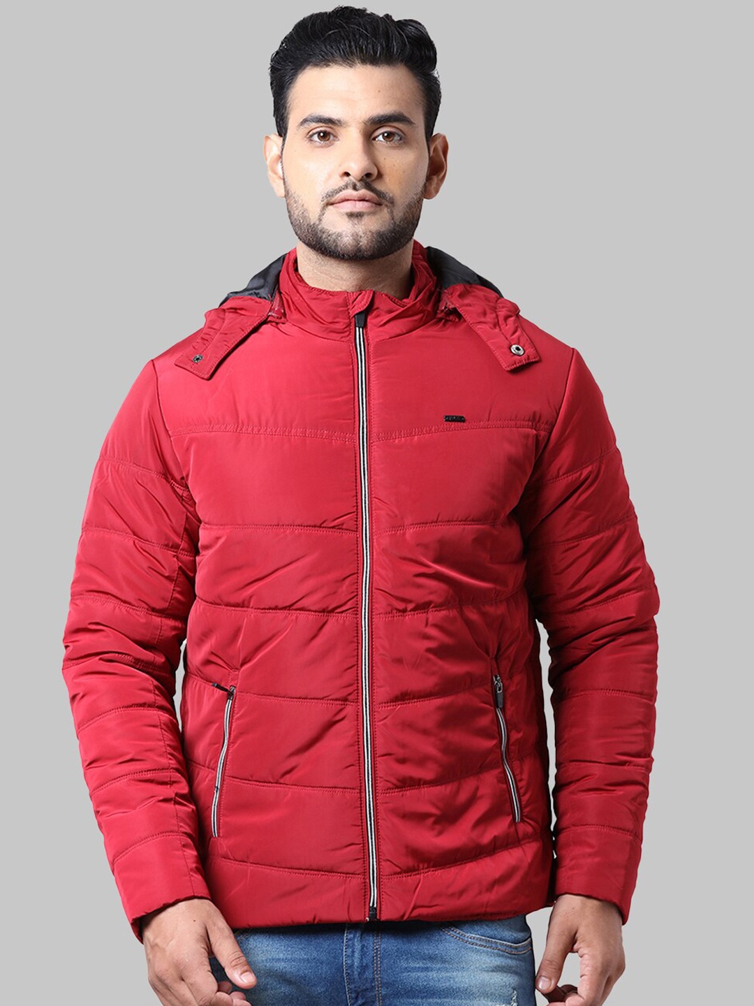 Parx Men Red Puffer Hooded Jacket