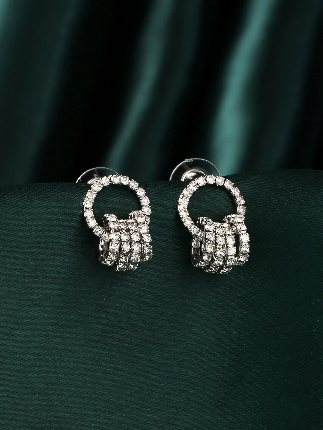 Yellow Chimes White & Silver-Toned Crystal Studs Small Rings Attached Elegant Earrings
Yellow Chimes White & Silver-Toned Crystal Studs Small Rings Attached Elegant Earrings