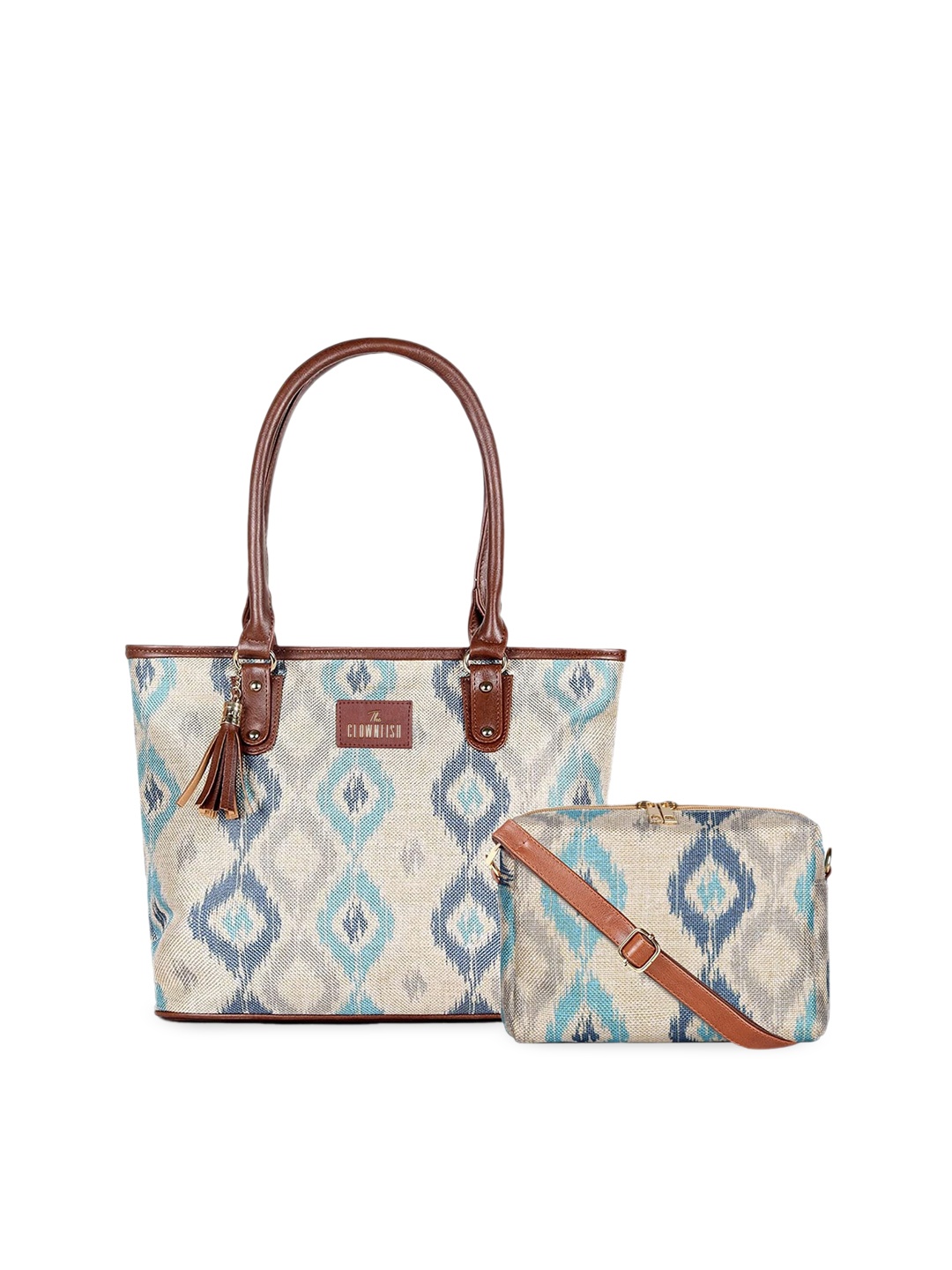 THE CLOWNFISH Percy & Isla Women Geometric Printed Structured Shoulder Bag With Tasselled, Beige
THE CLOWNFISH Percy & Isla Women Geometric Printed Structured Shoulder Bag With Tasselled, Beige
