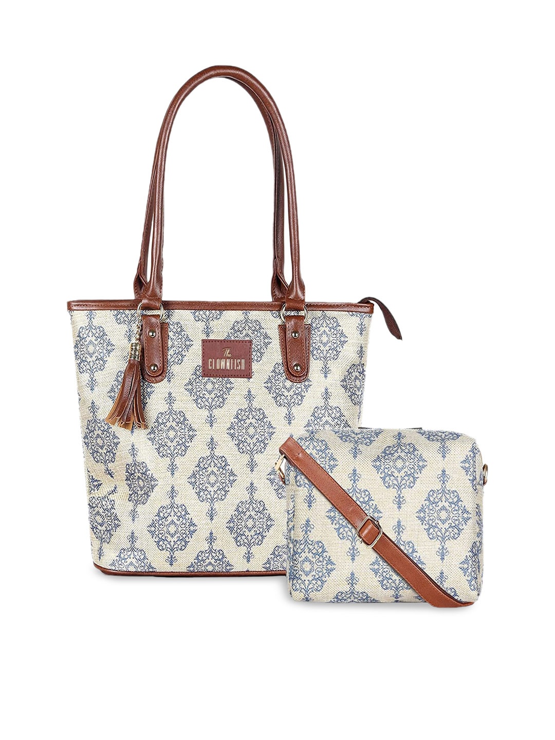 THE CLOWNFISH Percy and Isla Ethnic Printed Shopper Shoulder and Sling Bags, Off white
THE CLOWNFISH Percy and Isla Ethnic Printed Shopper Shoulder and Sling Bags, Off white
