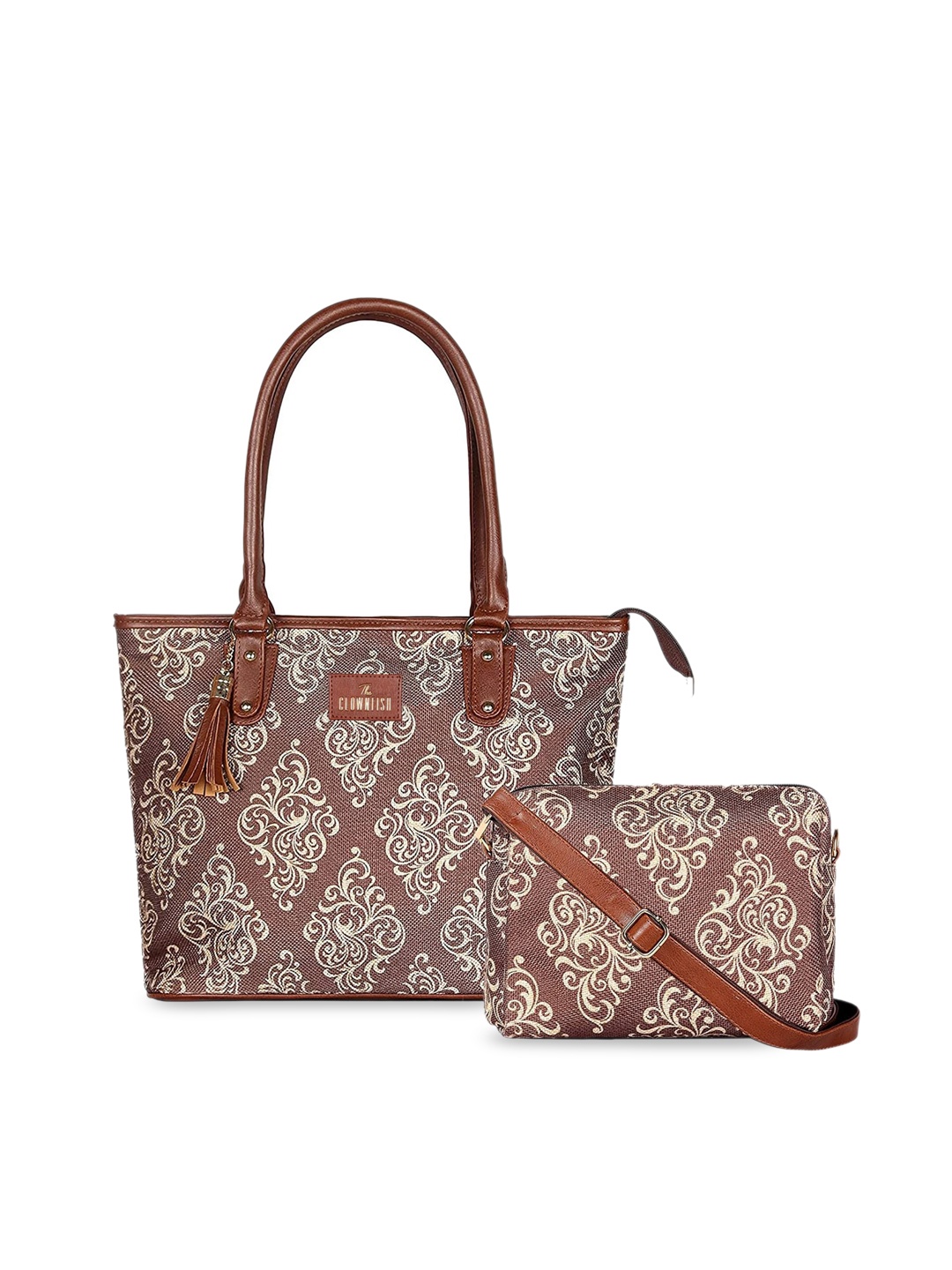 THE CLOWNFISH Percy & Isla Women Ethnic Motifs Printed Structured Shoulder Bag with Tassel, Brown
THE CLOWNFISH Percy & Isla Women Ethnic Motifs Printed Structured Shoulder Bag with Tassel, Brown