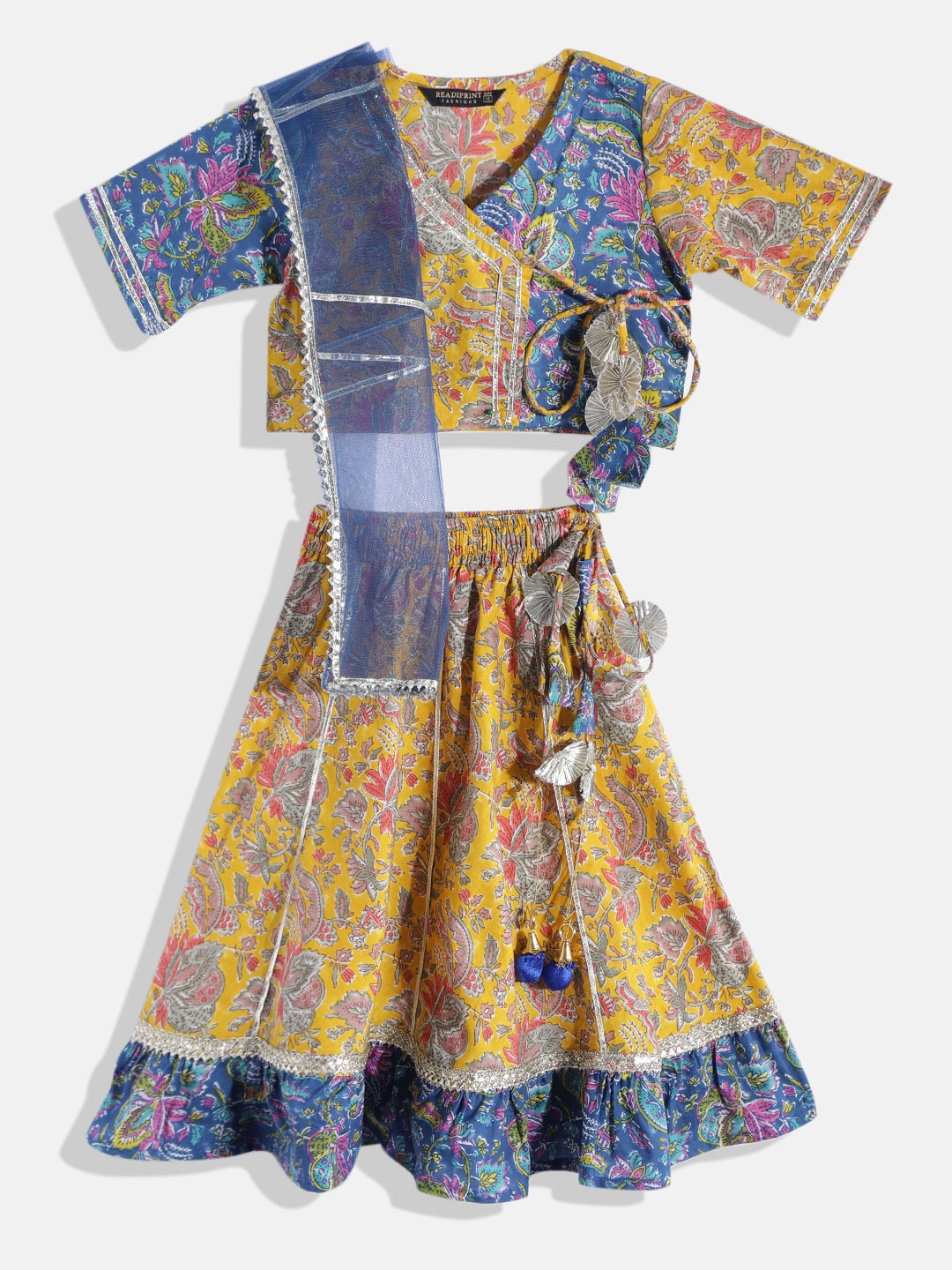 Readiprint Fashions Girls Yellow & Blue Printed Ready to Wear Lehenga & Blouse With Dupatta
Readiprint Fashions Girls Yellow & Blue Printed Ready to Wear Lehenga & Blouse With Dupatta