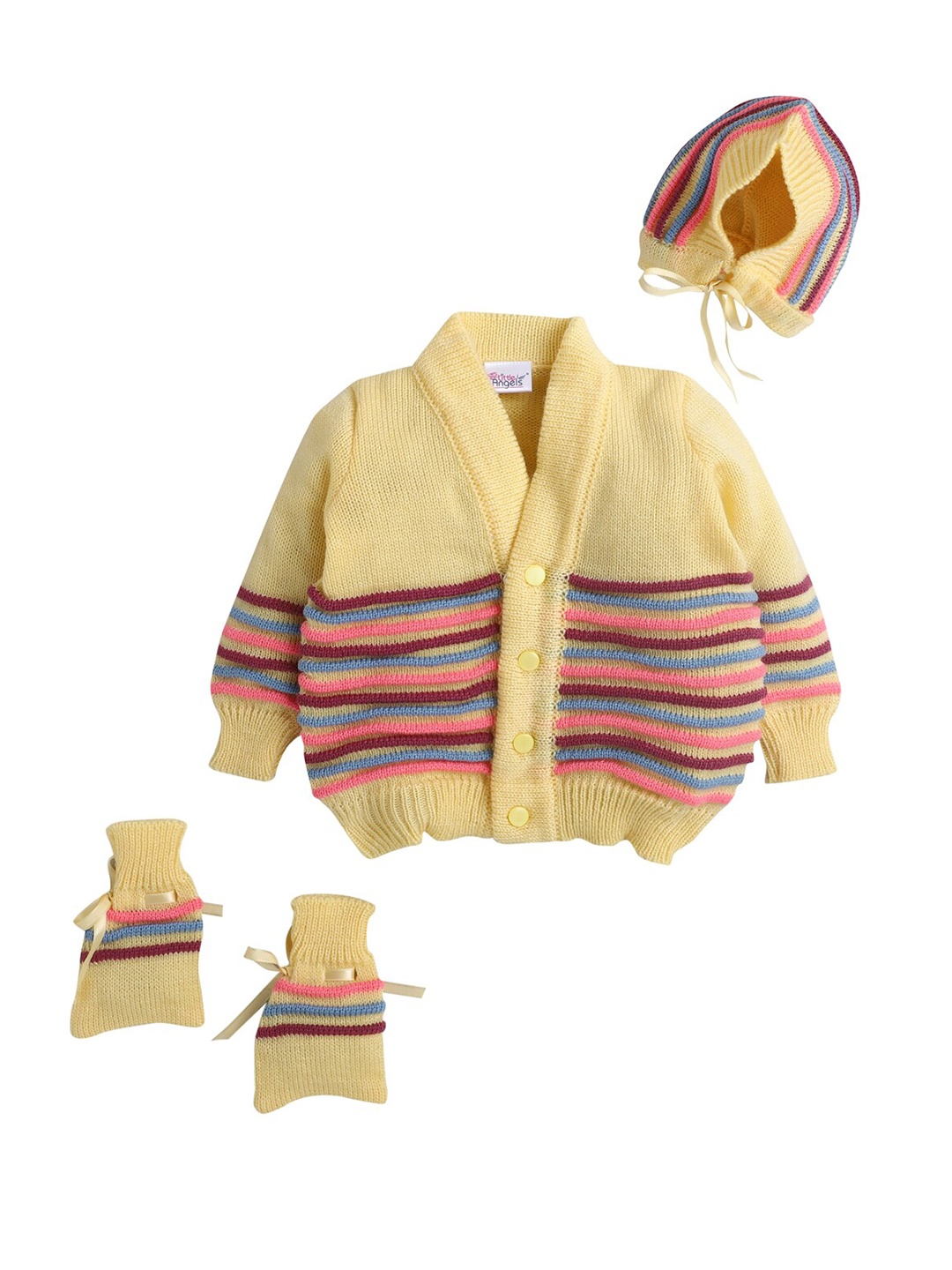 Little Angels Unisex Kids Yellow & Blue Striped Cardigan with matching Cap And Socks
Little Angels Unisex Kids Yellow & Blue Striped Cardigan with matching Cap And Socks
