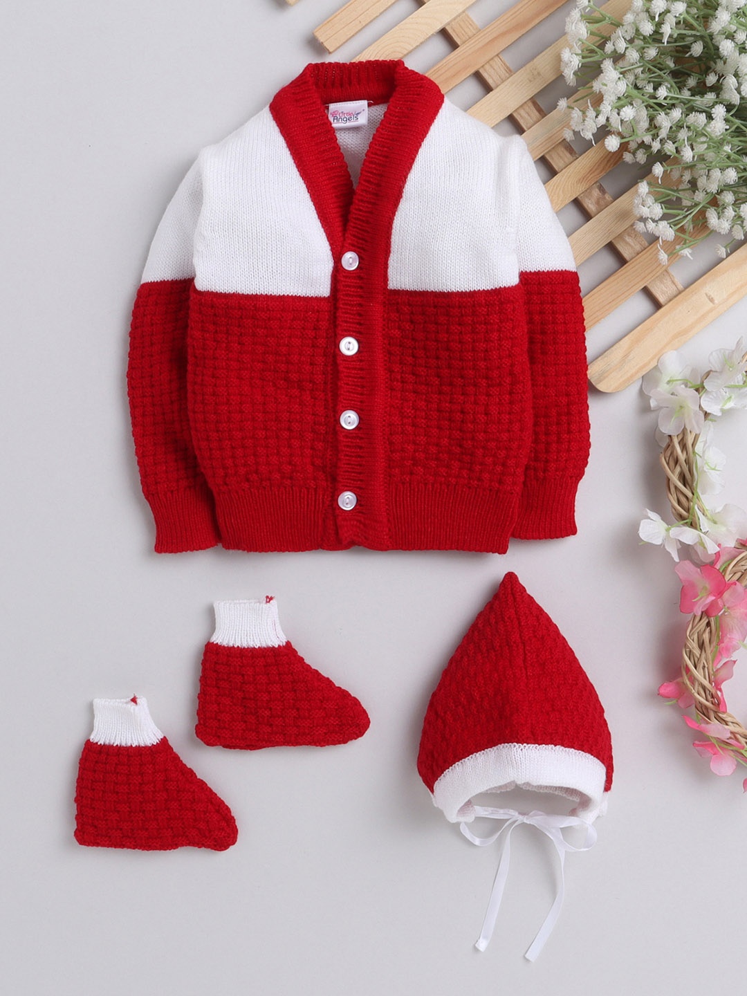Little Angels Unisex Kids Red & White Cable Knit Cardigan with Matching Cap And Socks
Little Angels Unisex Kids Red & White Cable Knit Cardigan with Matching Cap And Socks