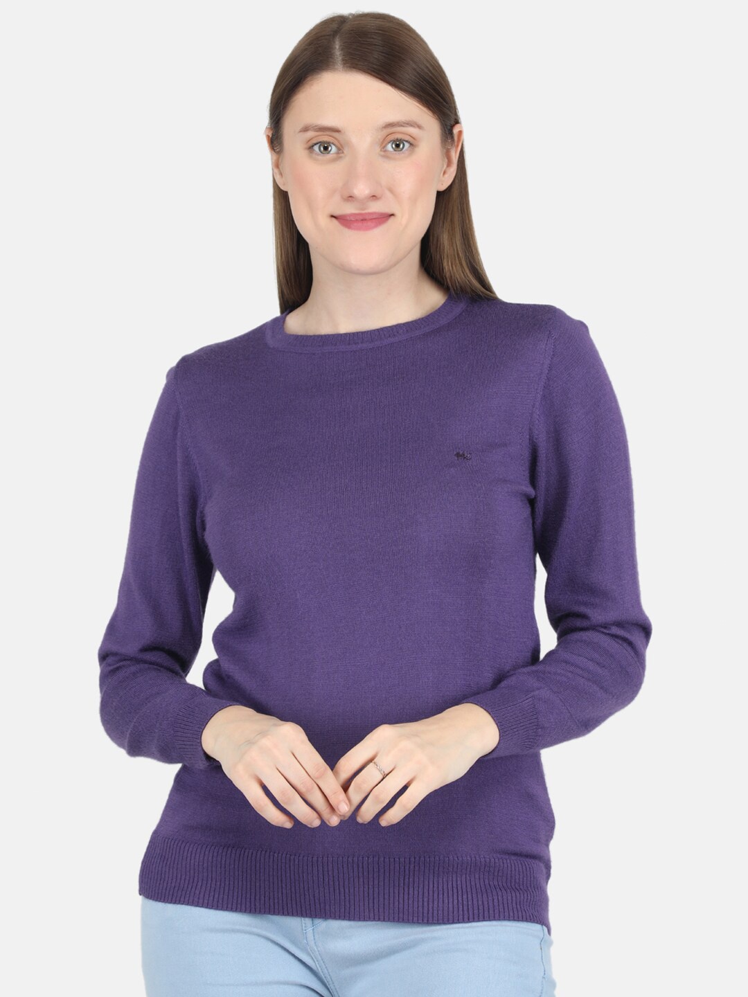 Monte Carlo Women Solid Knitted Top, Purple