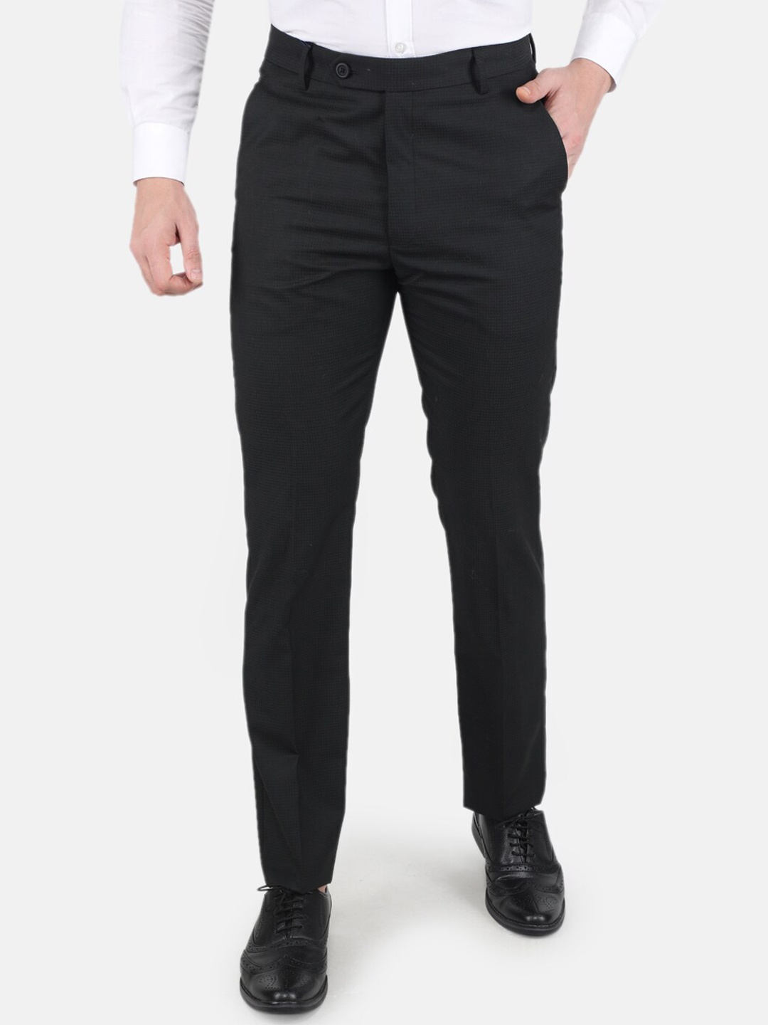 Monte Carlo Men Black Relaxed Easy Wash Formal Trousers