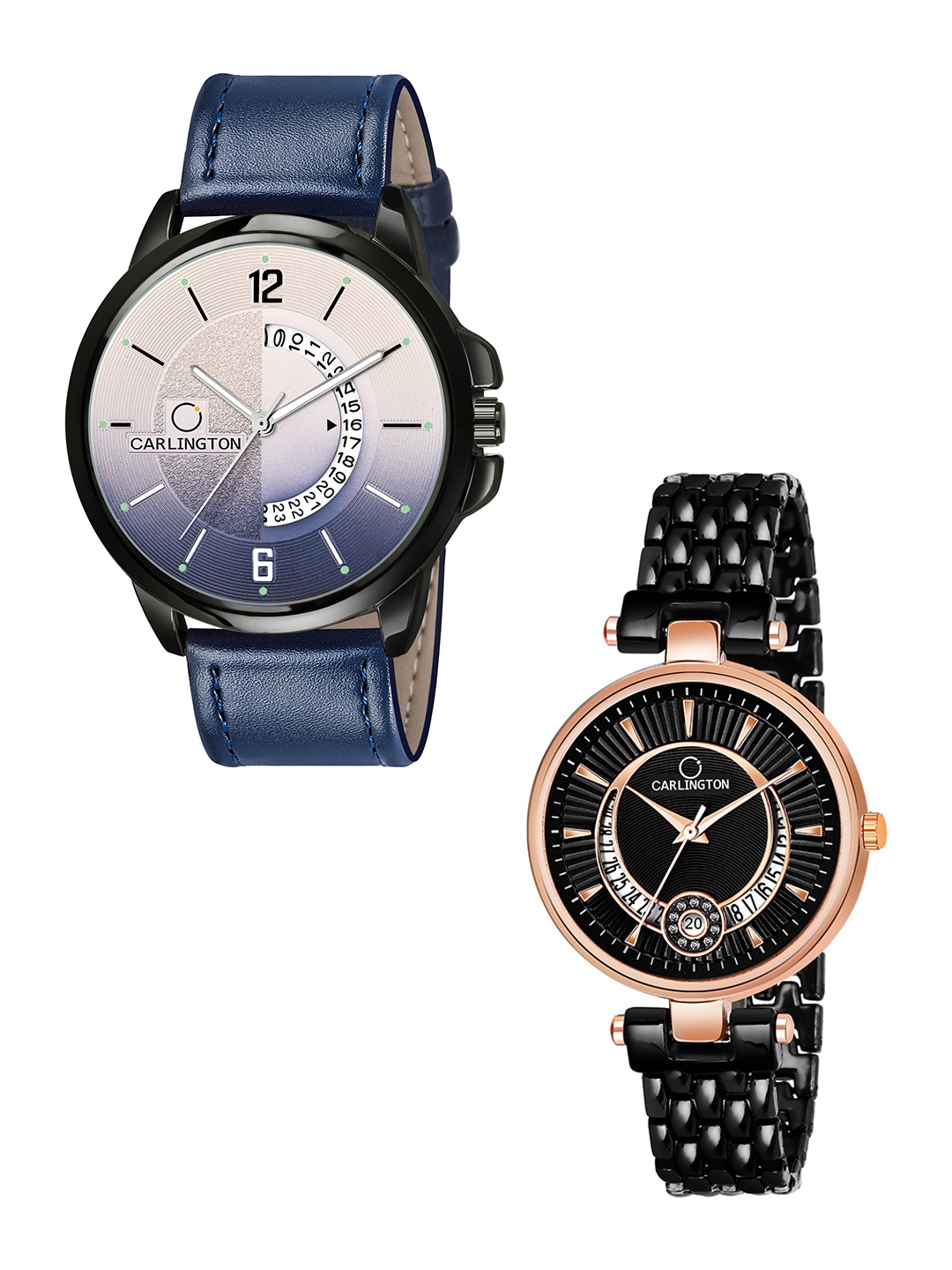 CARLINGTON Blue Dial & Blue Leather Textured Straps Analogue Couple Watches - CT1030
CARLINGTON Blue Dial & Blue Leather Textured Straps Analogue Couple Watches - CT1030