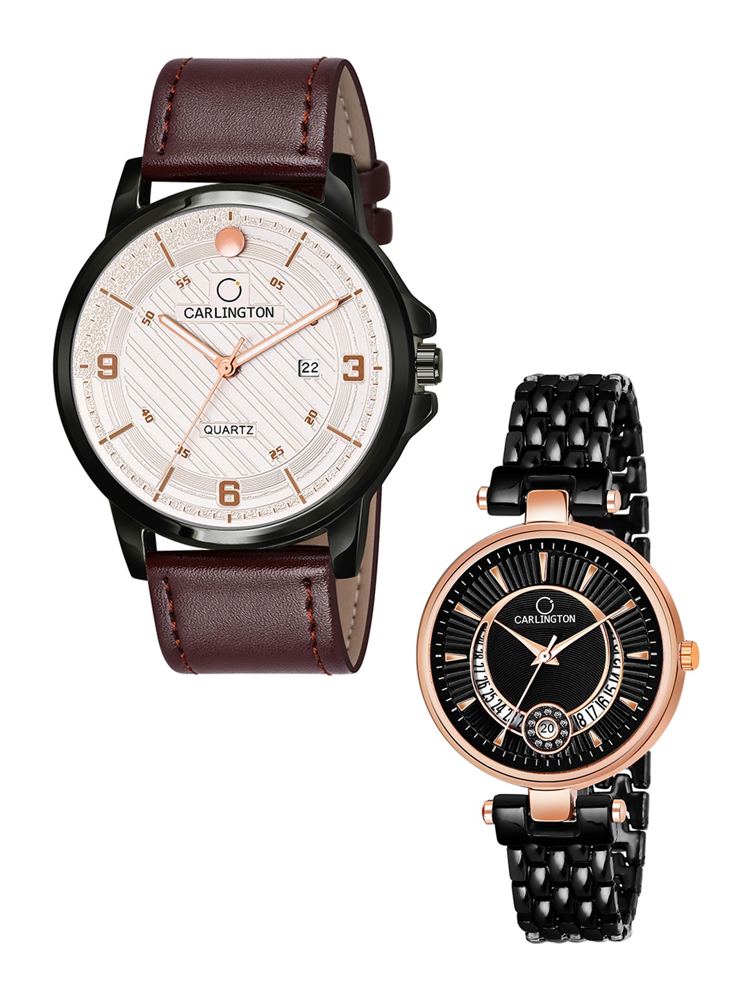 CARLINGTON White Printed Dial & Brown Leather Straps Analogue Couple Watches - CT1050, Off white
CARLINGTON White Printed Dial & Brown Leather Straps Analogue Couple Watches - CT1050, Off white