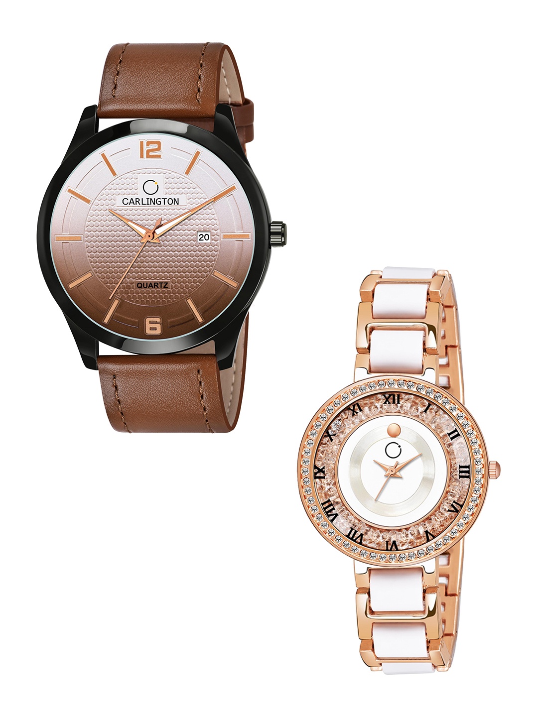 CARLINGTON Brown Dial & Brown Leather Straps Analogue Couple Watches - CT1010
CARLINGTON Brown Dial & Brown Leather Straps Analogue Couple Watches - CT1010