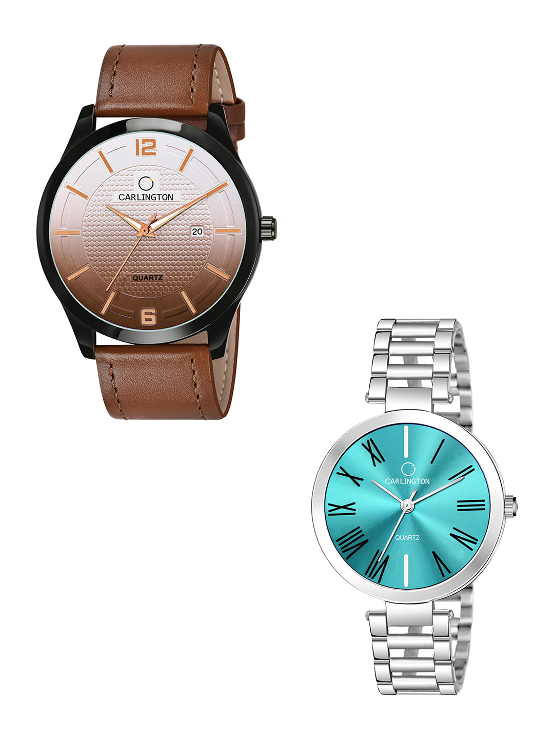 CARLINGTON Brown Dial & Brown Leather Straps Analogue Couple Watches CT1010 
CARLINGTON Brown Dial & Brown Leather Straps Analogue Couple Watches CT1010