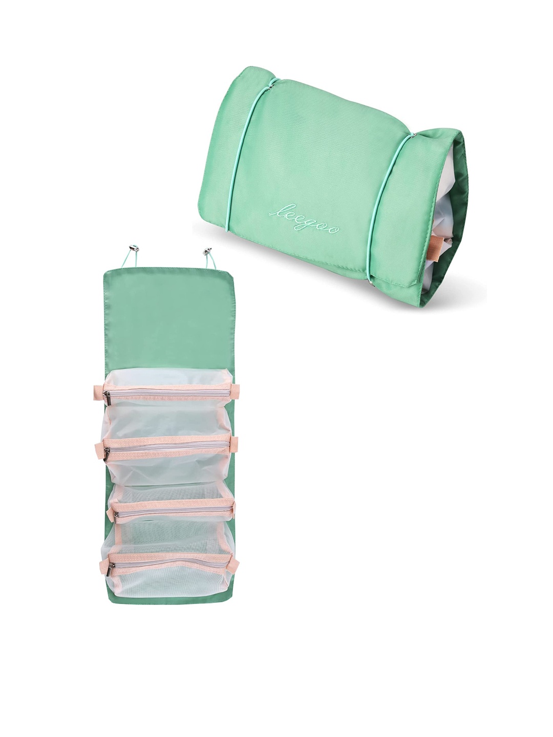 Queue Green Solid Foldable Makeup Pouch