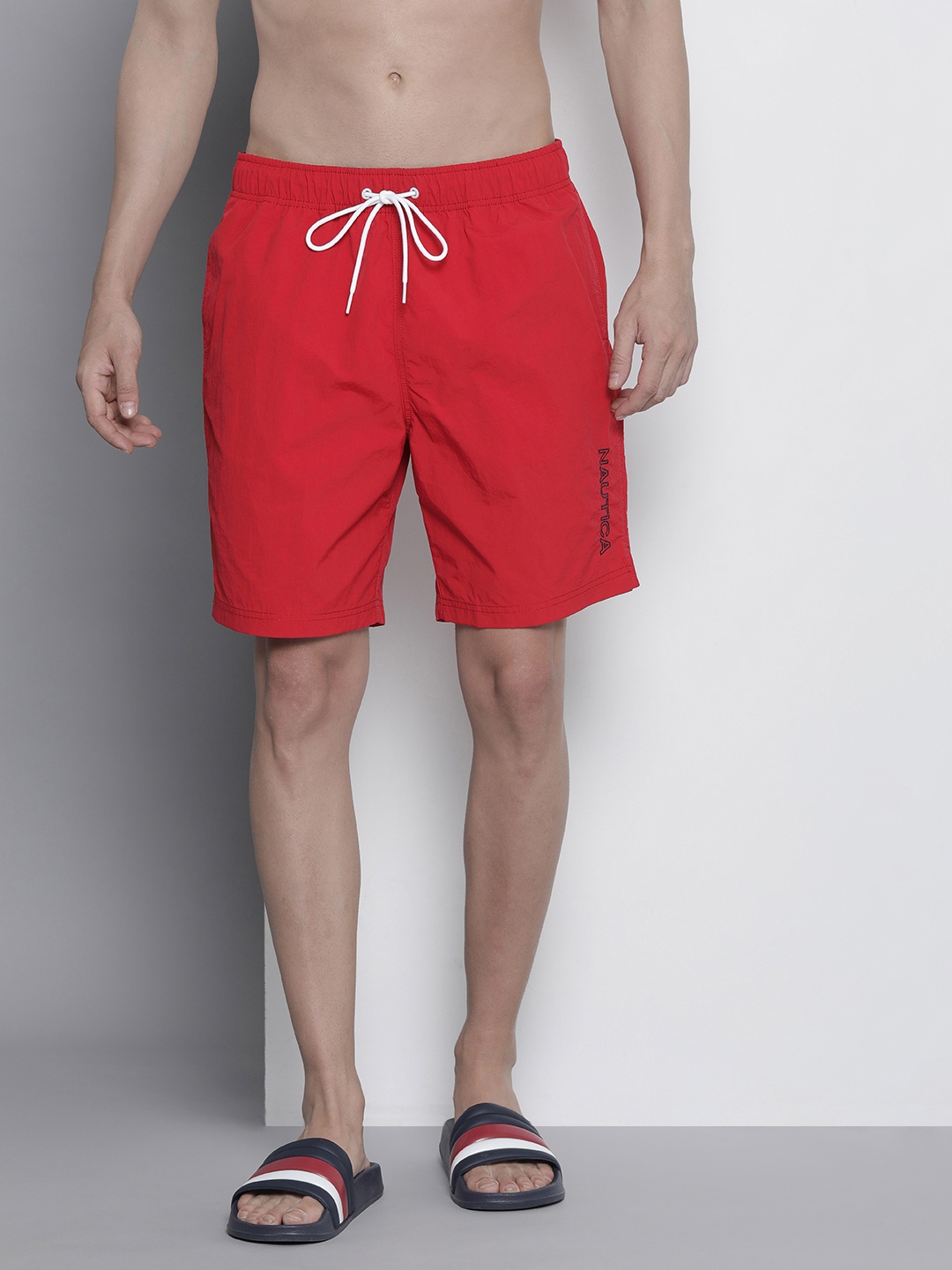 Nautica Men Mid-Rise Brand Logo Embroidered Detail Swim Shorts With Drawstring Closure, Red
Nautica Men Mid-Rise Brand Logo Embroidered Detail Swim Shorts With Drawstring Closure, Red