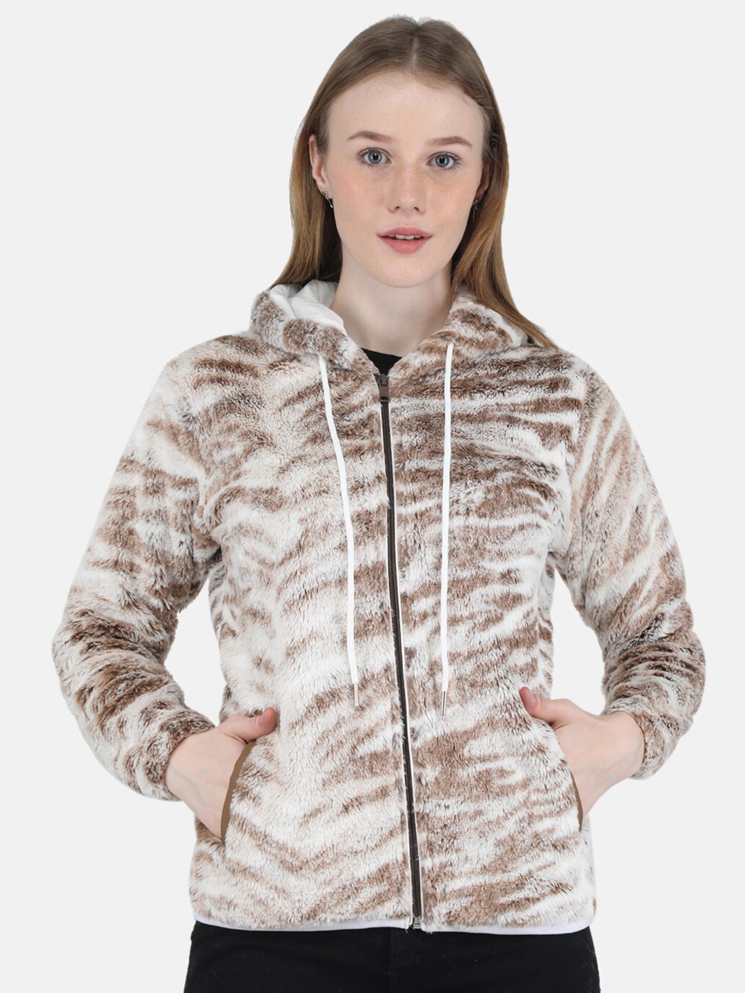 Monte Carlo Women Beige Hooded Sweatshirt