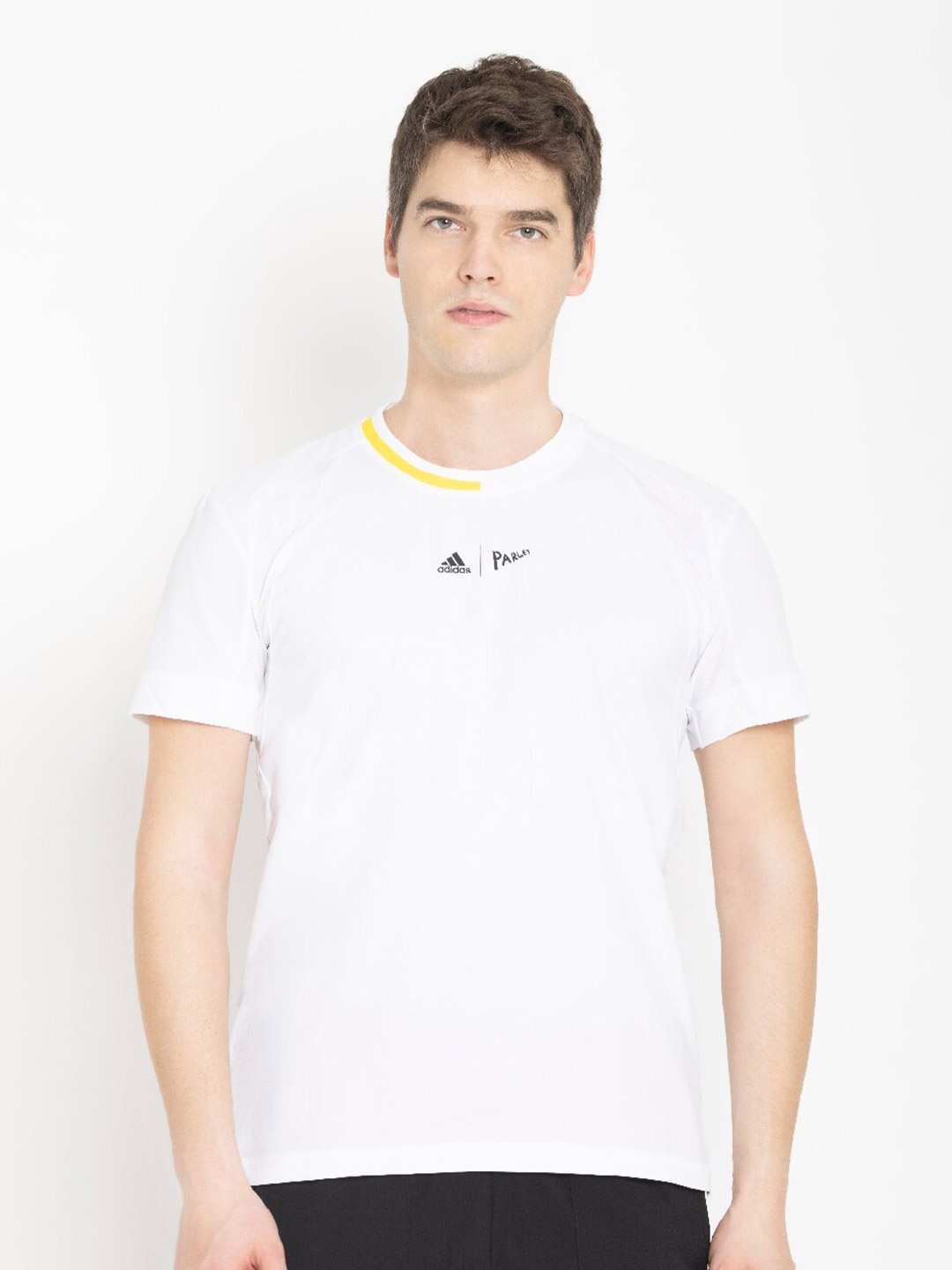 ADIDAS Men White Round Neck T-shirt