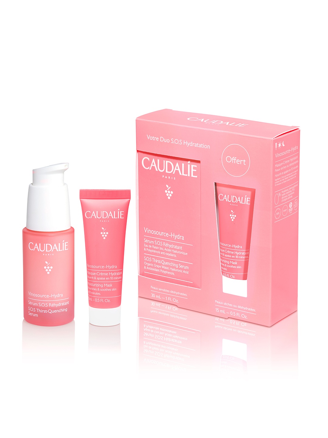 Caudalie Vinosource Hydra Skin Care Gift Set - Serum 30 ml + Masque Creme 15 ml, Pink
Caudalie Vinosource Hydra Skin Care Gift Set - Serum 30 ml + Masque Creme 15 ml, Pink