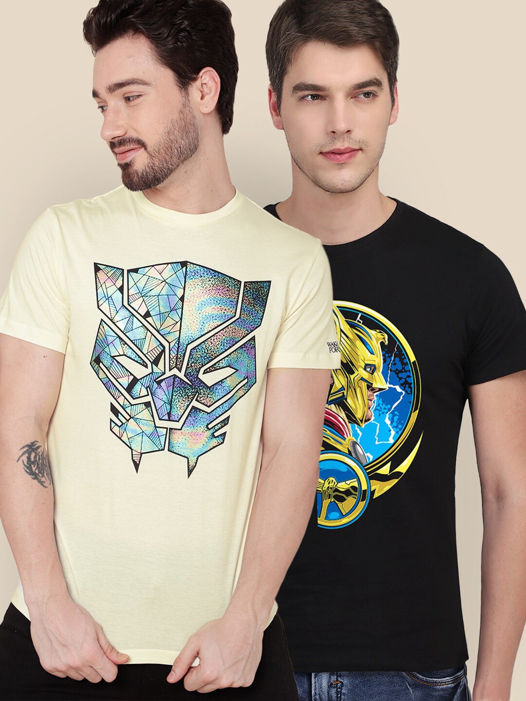 Free Authority Men Pack of 2 Black Panther & Thor Love Thunder Print Cotton T-shirts, Yellow
Free Authority Men Pack of 2 Black Panther & Thor Love Thunder Print Cotton T-shirts, Yellow