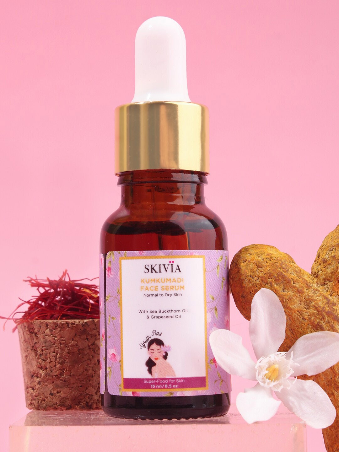 SKIVIA Youth Rao Kumkumadi With Sea Buckthorn Oil & Grapeseed Oil Face Serum 15ml, Transparent
SKIVIA Youth Rao Kumkumadi With Sea Buckthorn Oil & Grapeseed Oil Face Serum 15ml, Transparent