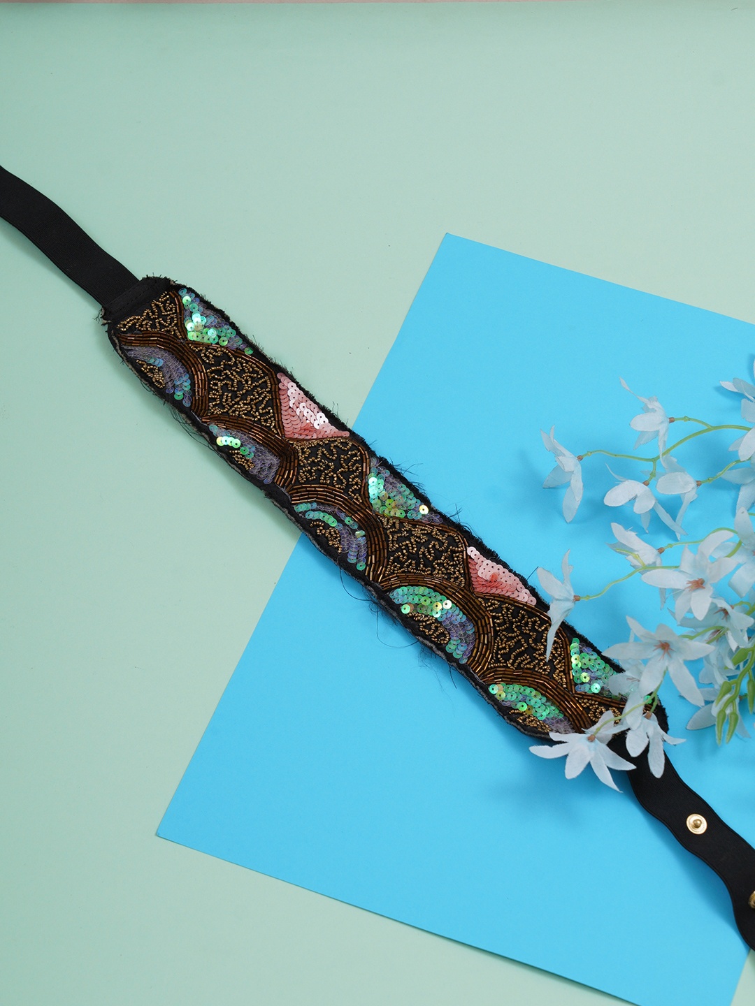 FABBHUE Women Black Embellished Belt