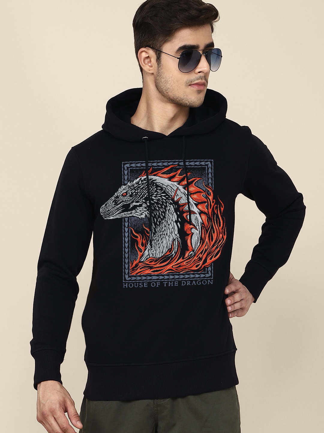 Free Authority Men House OF Dragon Navy Blue Cotton Printed Hooded Sweatshirt
Free Authority Men House OF Dragon Navy Blue Cotton Printed Hooded Sweatshirt