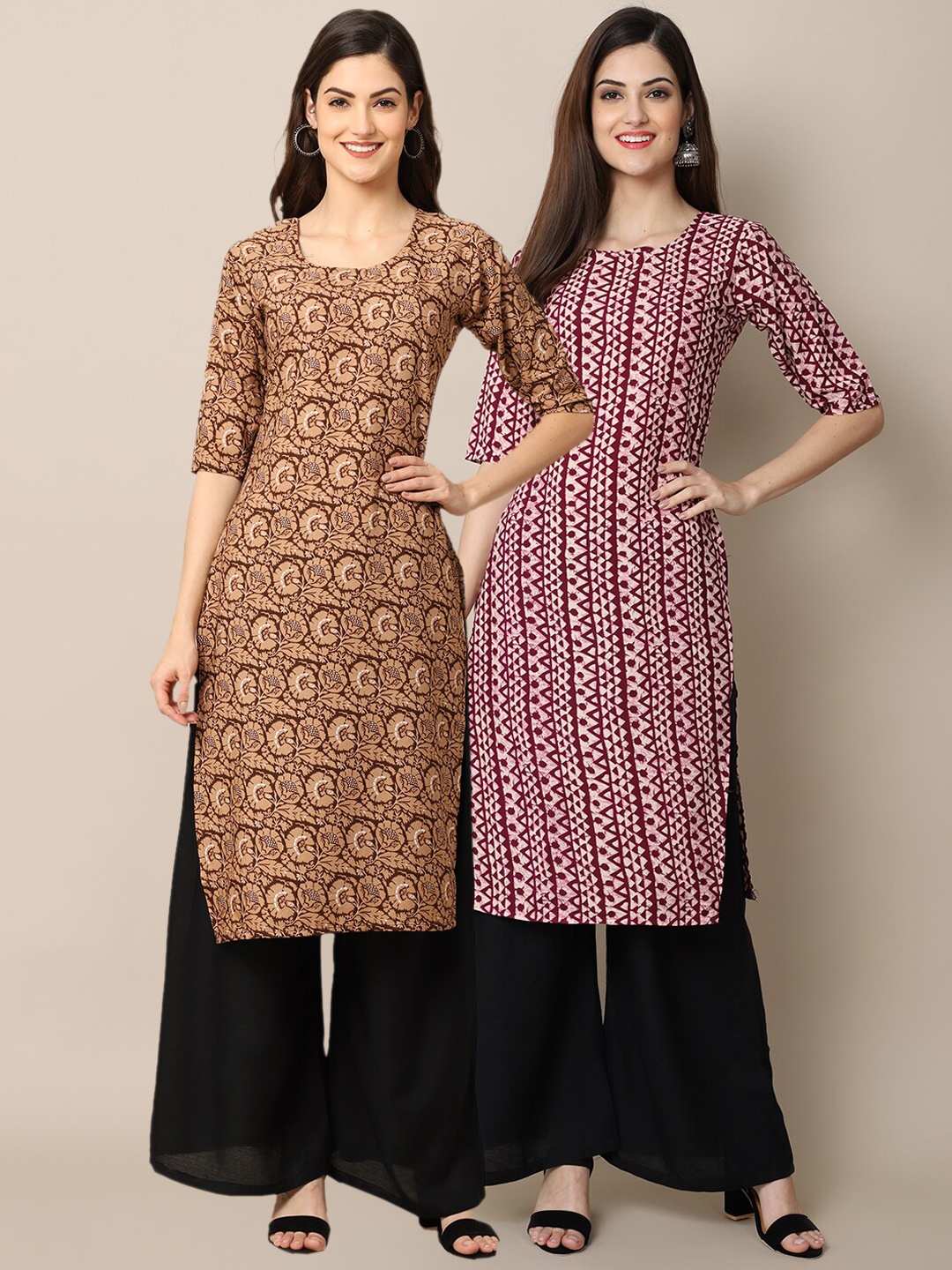 Ethnic basket Women Pack Of 2 Beige & Maroon Geometric Printed Block Print Crepe Kurta
Ethnic basket Women Pack Of 2 Beige & Maroon Geometric Printed Block Print Crepe Kurta