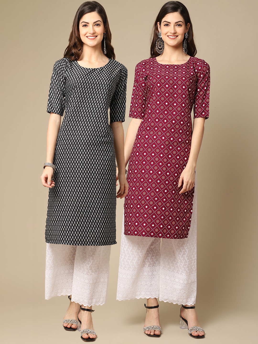 Ethnic basket Women Black & Maroon Geometric Printed Block Print Crepe Kurta Pack of 2
Ethnic basket Women Black & Maroon Geometric Printed Block Print Crepe Kurta Pack of 2